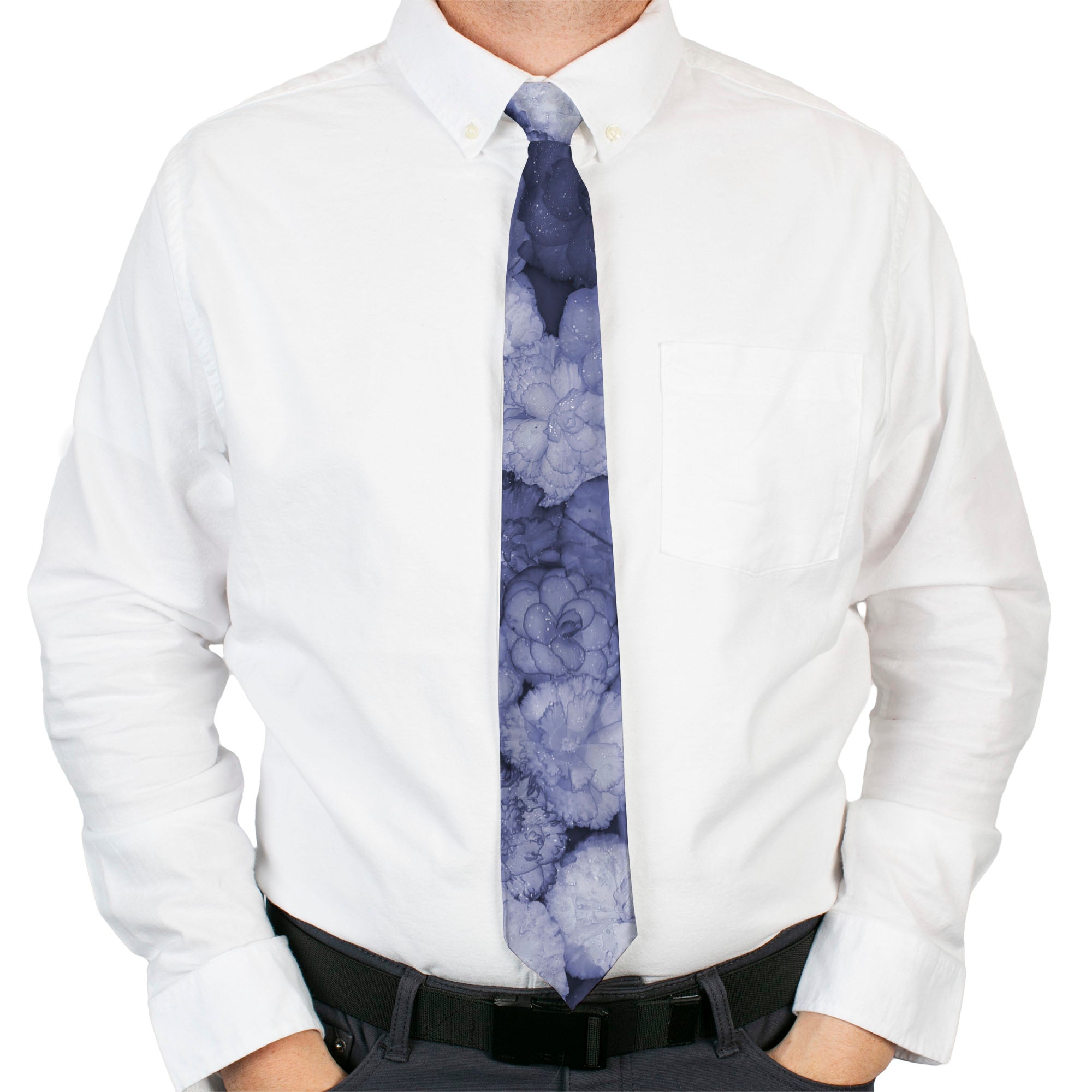 Buckle-Down Necktie - Vivid Floral Collage2 Blues Neckties Buckle-Down
