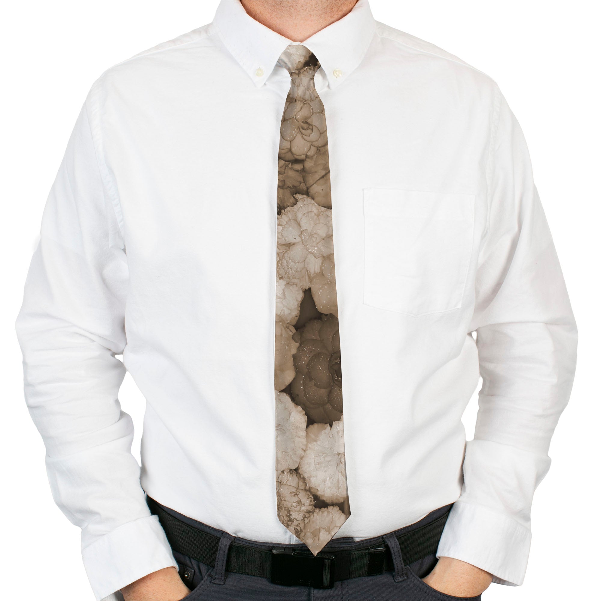 Buckle-Down Necktie - Vivid Floral Collage2 Sepia Neckties Buckle-Down