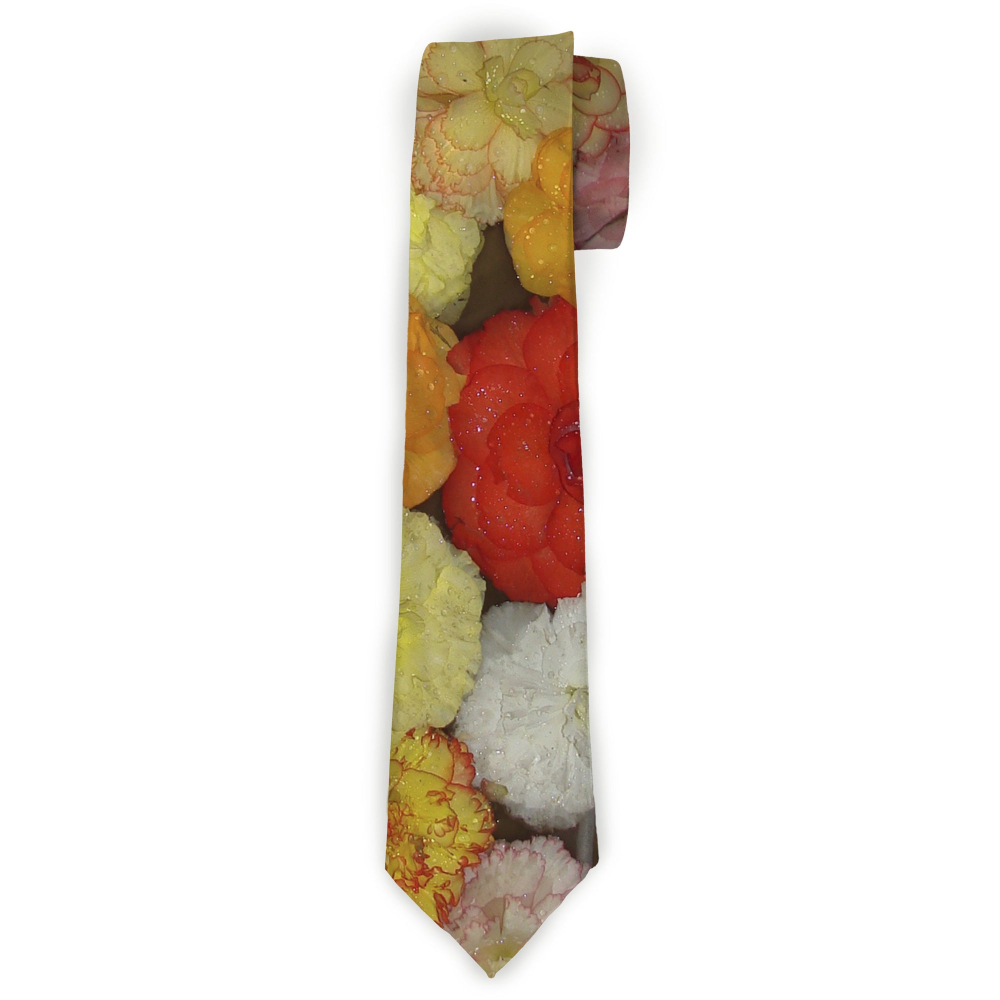Buckle-Down Necktie - Vivid Floral Collage2 Yellows/Pinks/Oranges Neckties Buckle-Down
