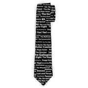 Buckle-Down Necktie - Verbiage Sex Positions Black/White Neckties Buckle-Down