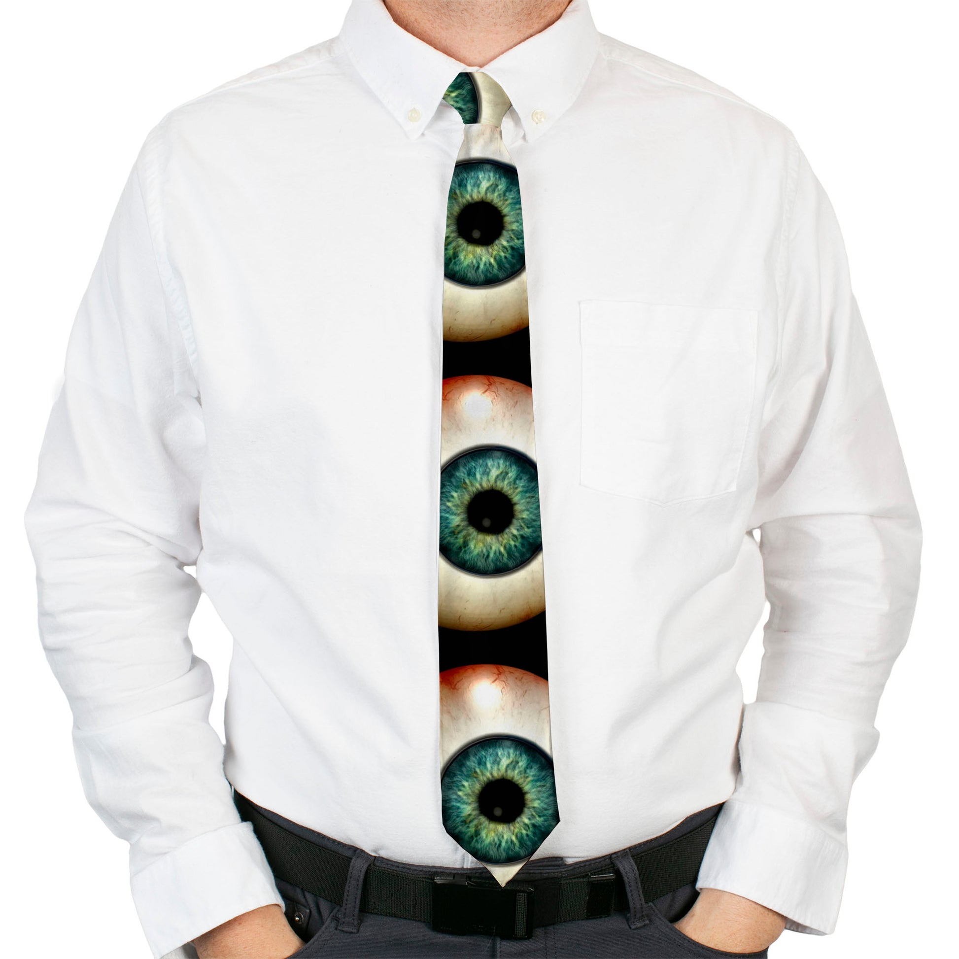 Buckle-Down Necktie - Vivid Blue Eyeball Black Neckties Buckle-Down