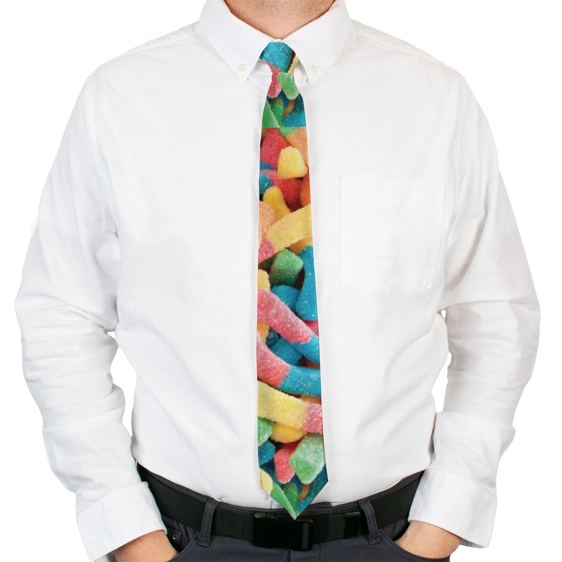Buckle-Down Necktie - Vivid Sour Worms Stacked Neckties Buckle-Down
