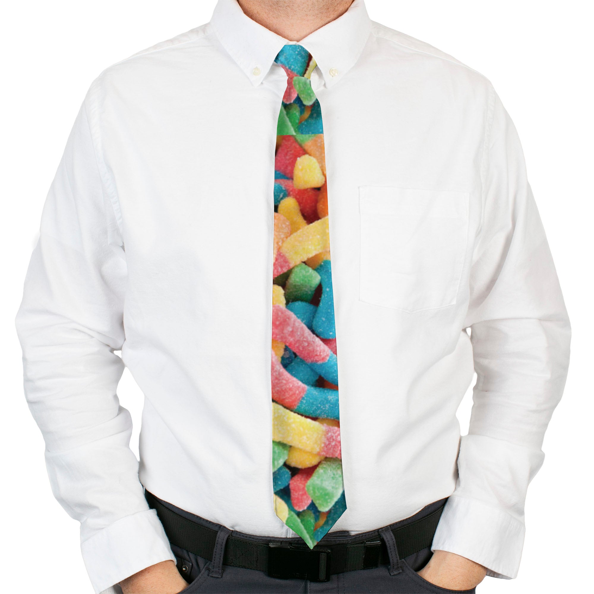 Buckle-Down Necktie - Vivid Sour Worms Stacked Neckties Buckle-Down