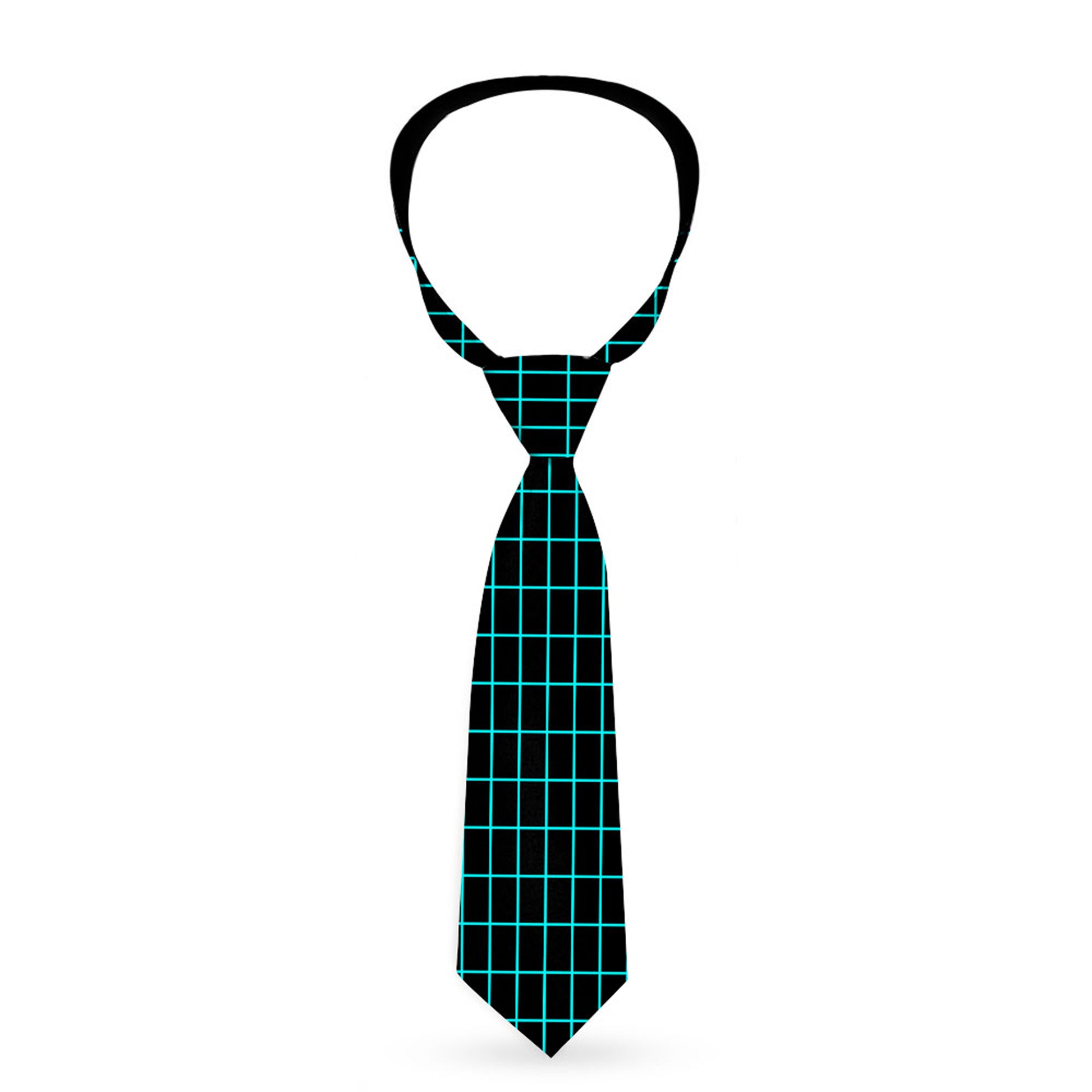 Buckle-Down Necktie - Wire Grid Black/Blue Neckties Buckle-Down