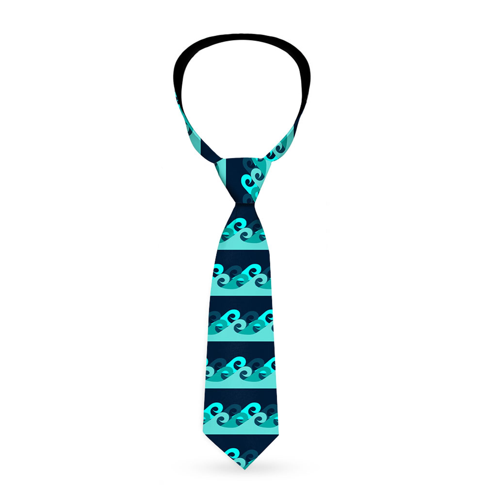 Buckle-Down Necktie - Waves Navy/Blue Shades Neckties Buckle-Down