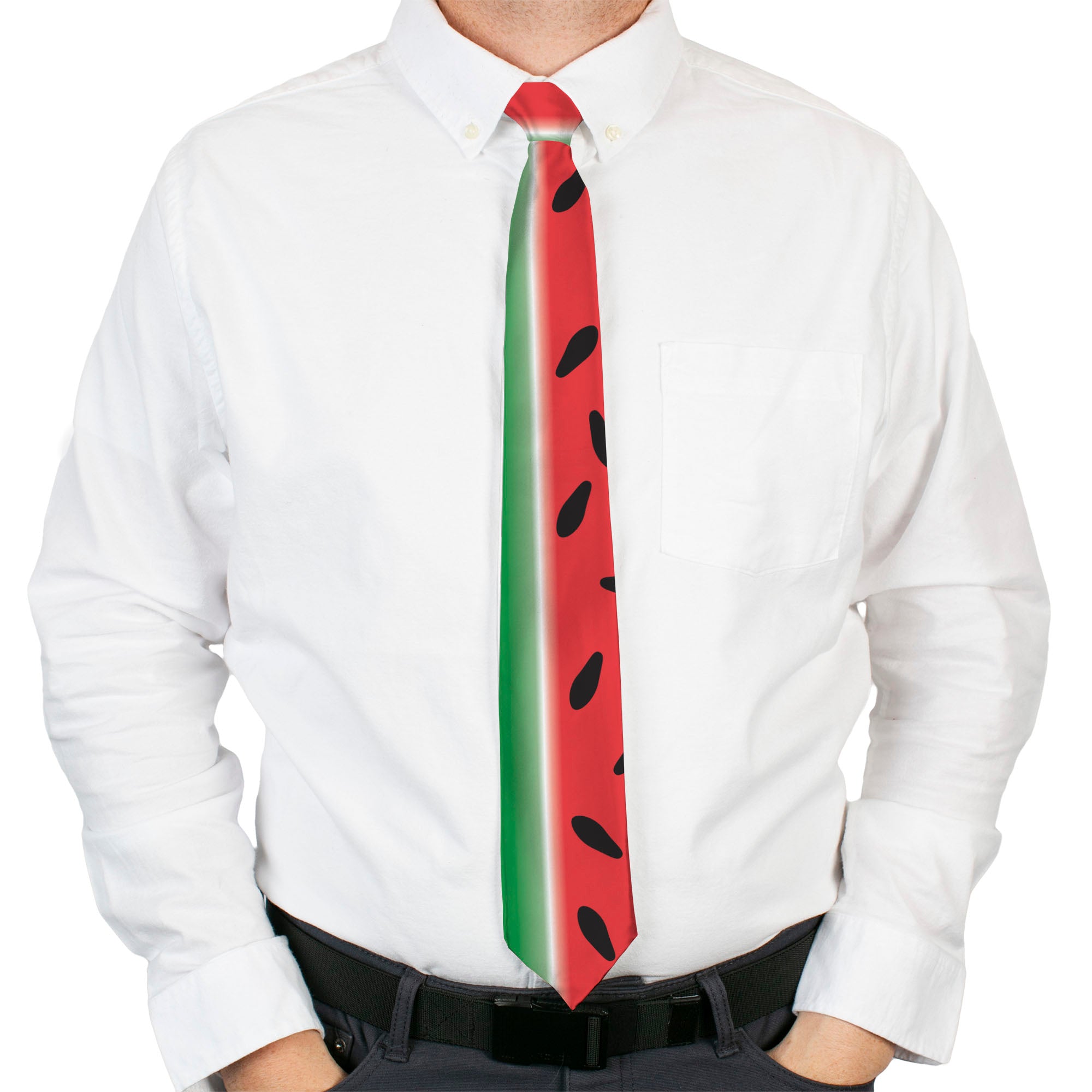 Buckle-Down Necktie - Watermelon Stripe Red/Green/Black Neckties Buckle-Down