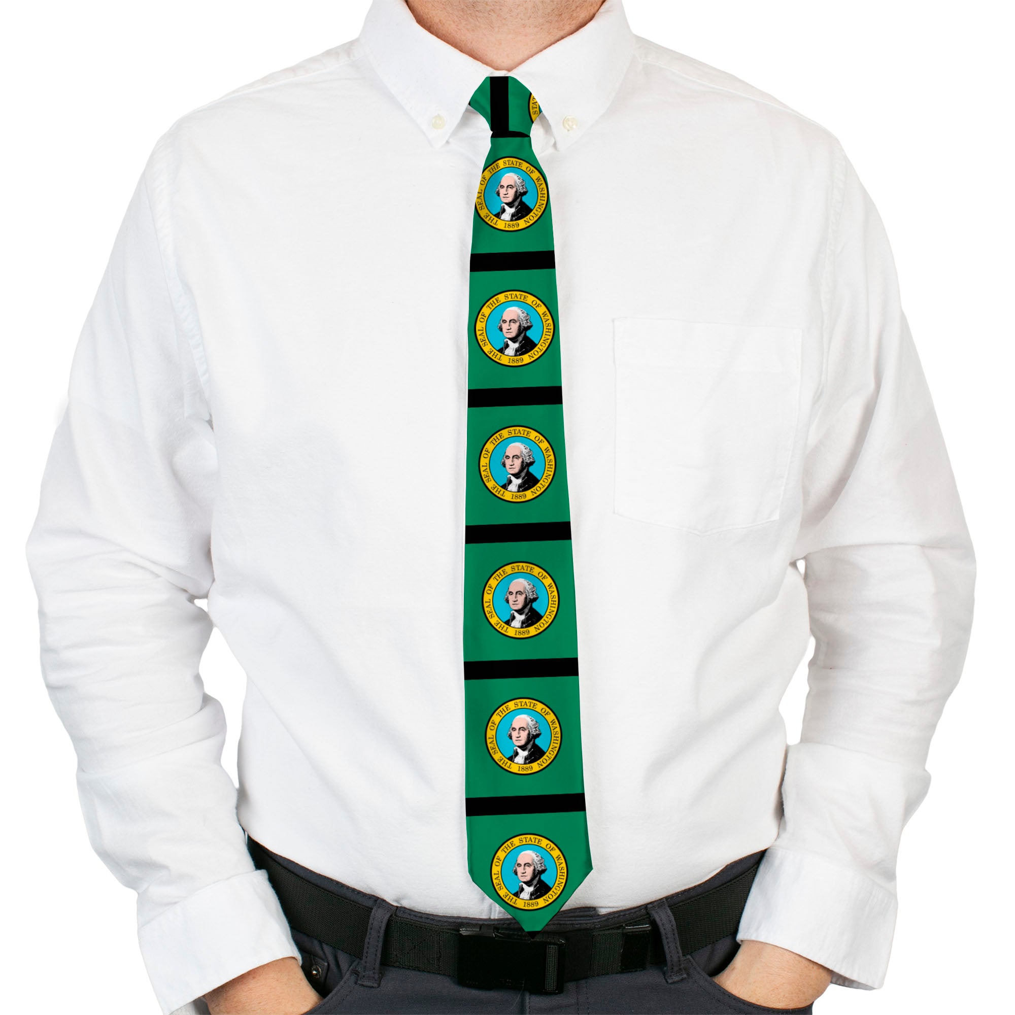 Buckle-Down Necktie - Washington Flags/Black Neckties Buckle-Down