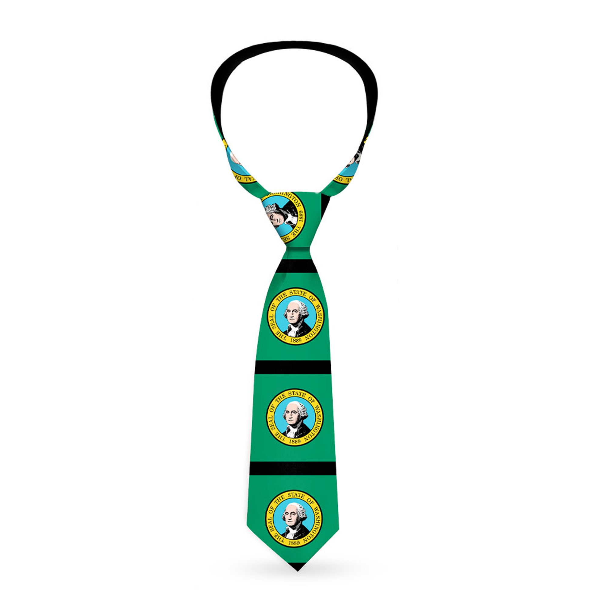 Buckle-Down Necktie - Washington Flags/Black Neckties Buckle-Down