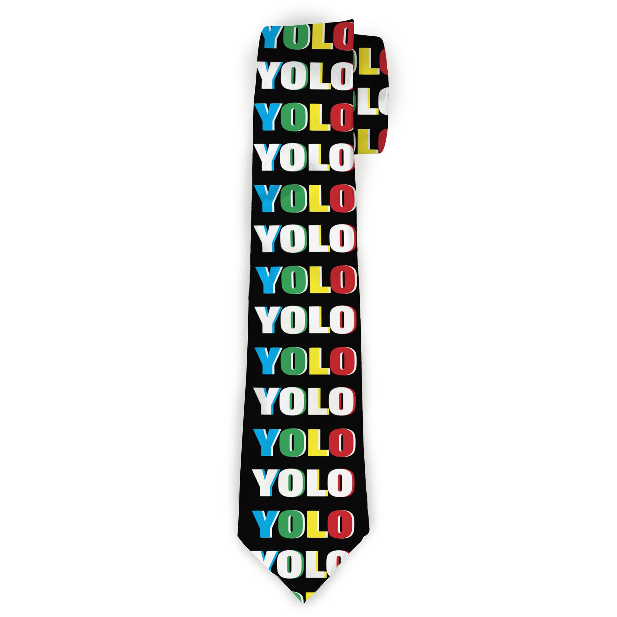 Buckle-Down Necktie - YOLO Black/Multi Color Neckties Buckle-Down