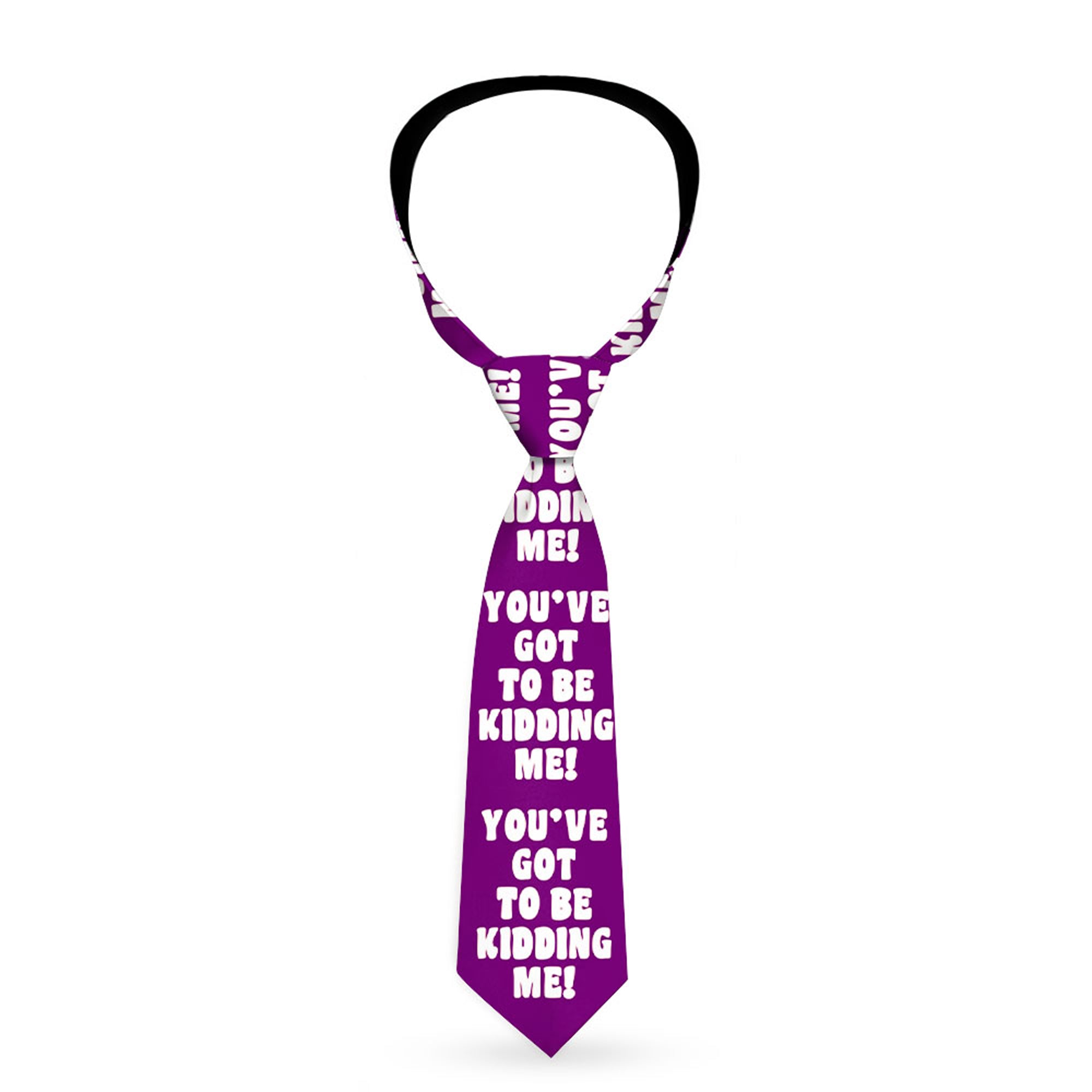 Buckle-Down Necktie - YOU'VE GOT TO BE KIDDING ME! Purple/White Neckties Buckle-Down