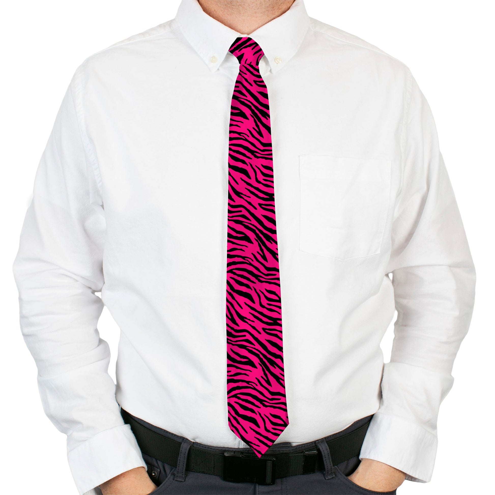 Buckle-Down Necktie - Zebra 2 Fuchsia Pink Neckties Buckle-Down