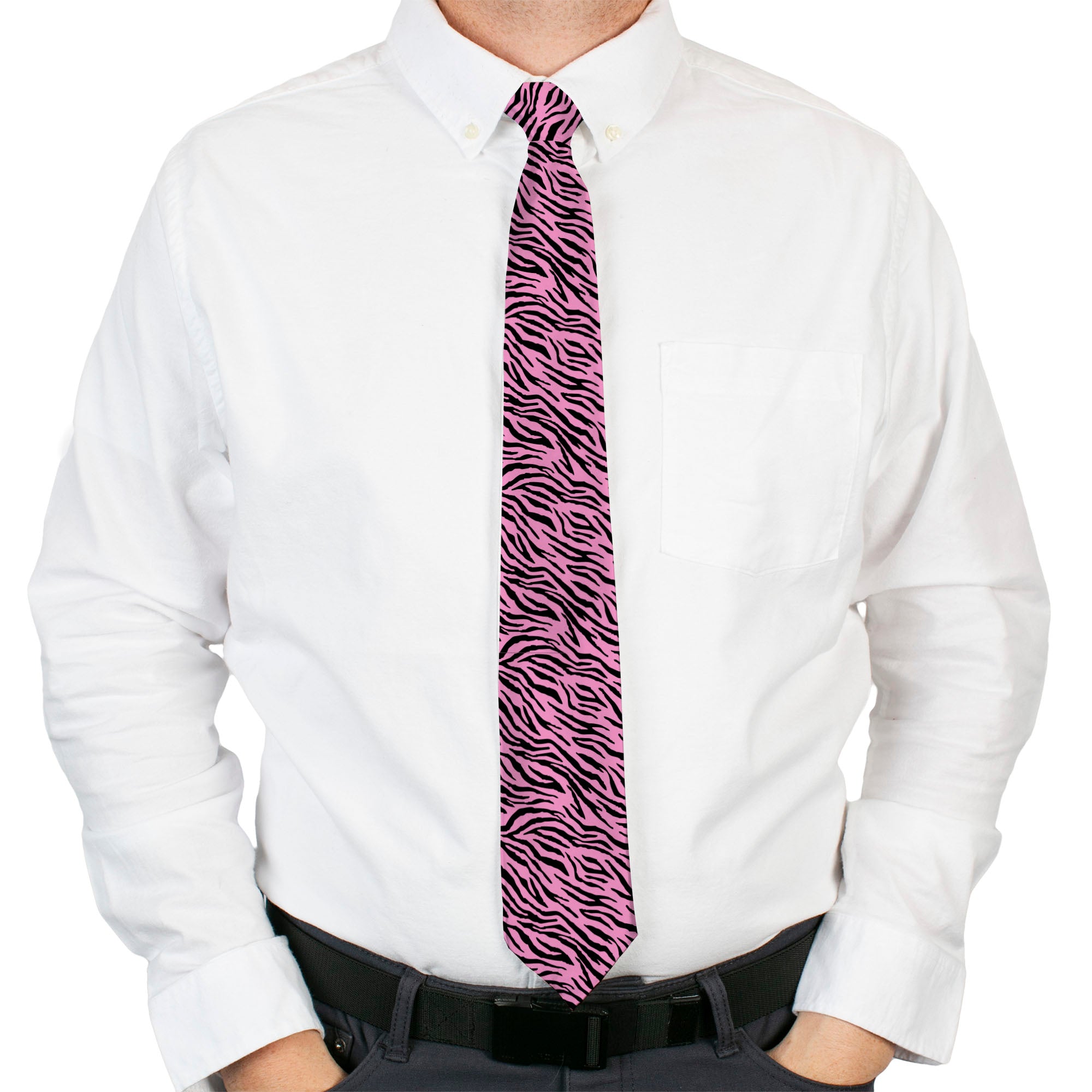 Buckle-Down Necktie - Zebra 2 Baby Pink Neckties Buckle-Down