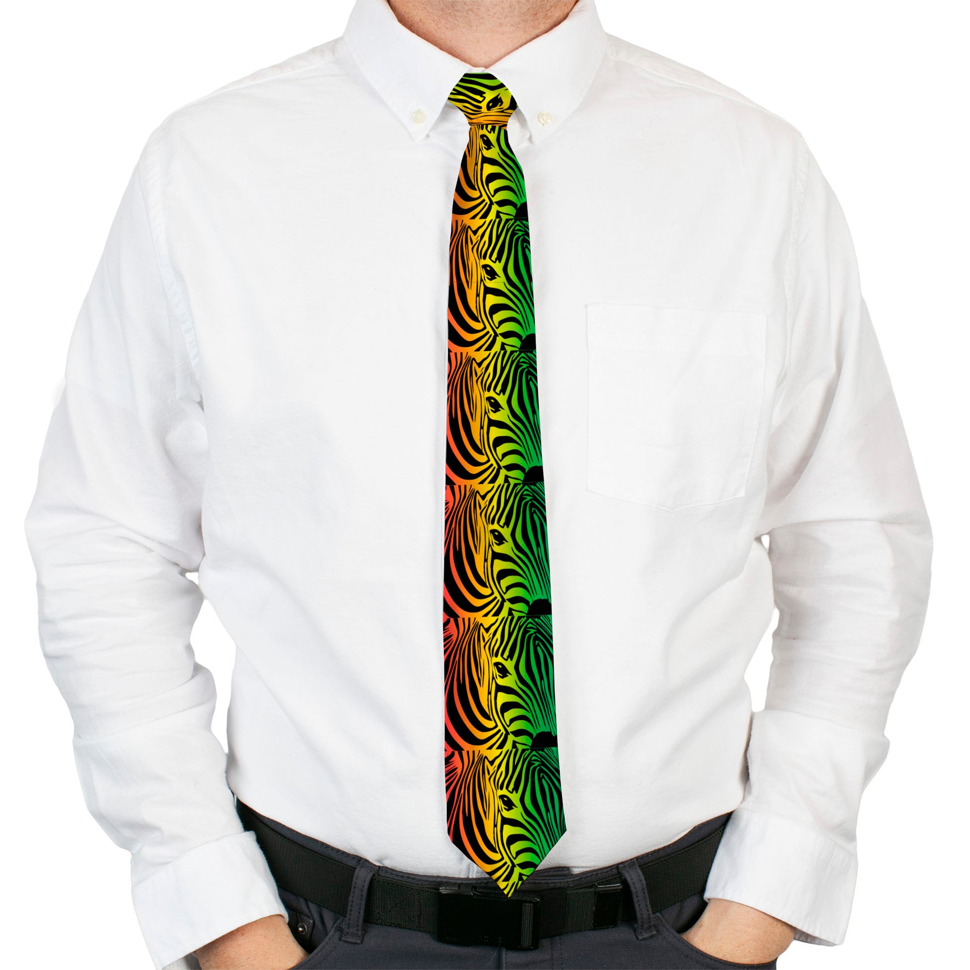 Buckle-Down Necktie - Zebra Head Rasta Neckties Buckle-Down