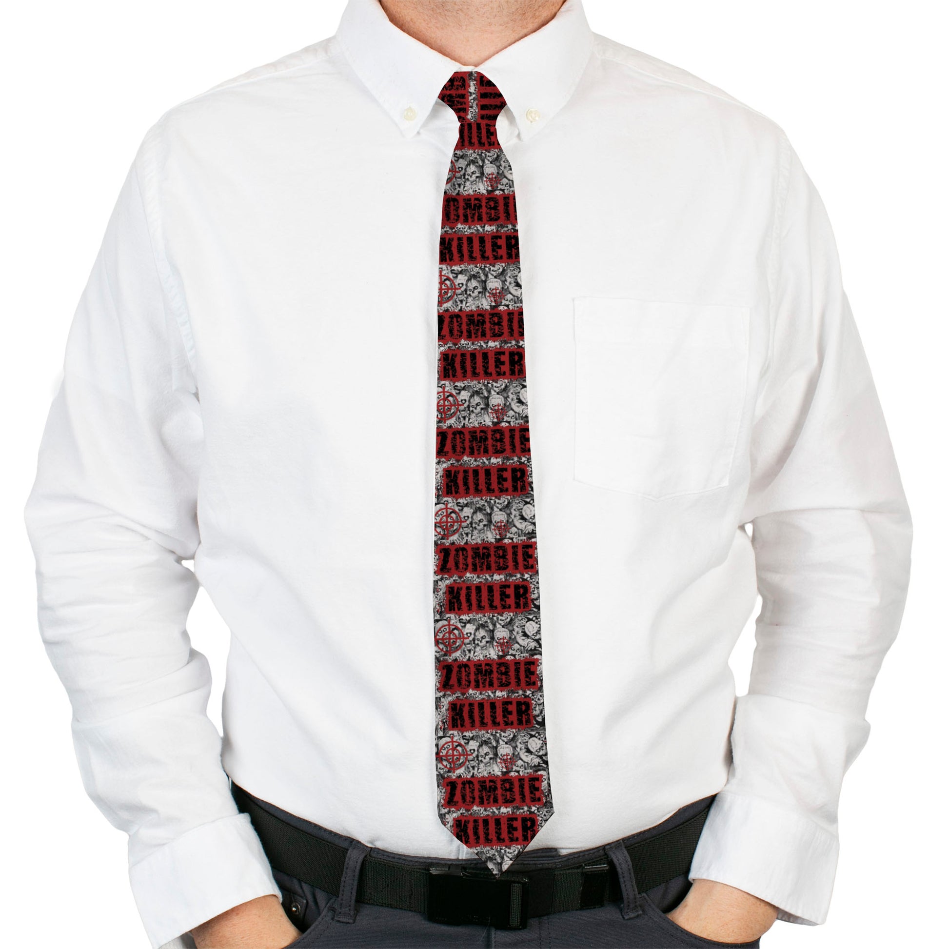 Buckle-Down Necktie - ZOMBIE KILLER w/Stacked Zombies Sketch Neckties Buckle-Down