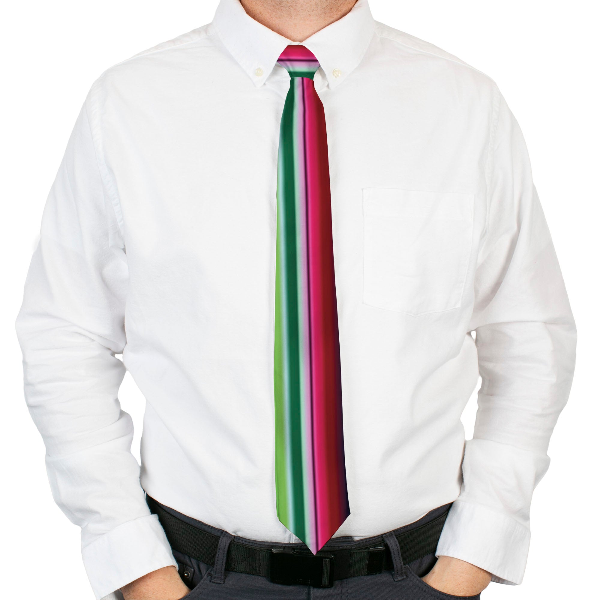 Buckle-Down Necktie - Zarape1 Horizontal Red/White/Green Neckties Buckle-Down