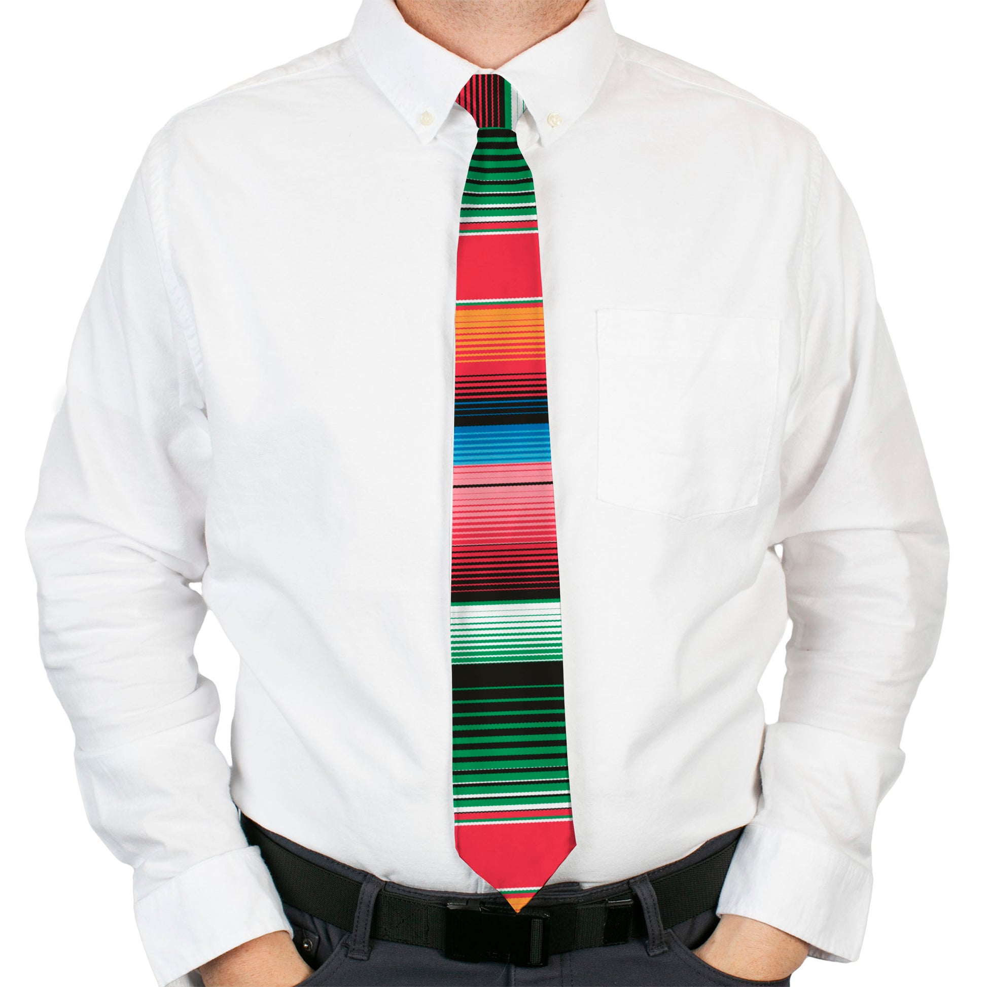Buckle-Down Necktie - Zarape5 Vertical Multi Color Stripe Neckties Buckle-Down