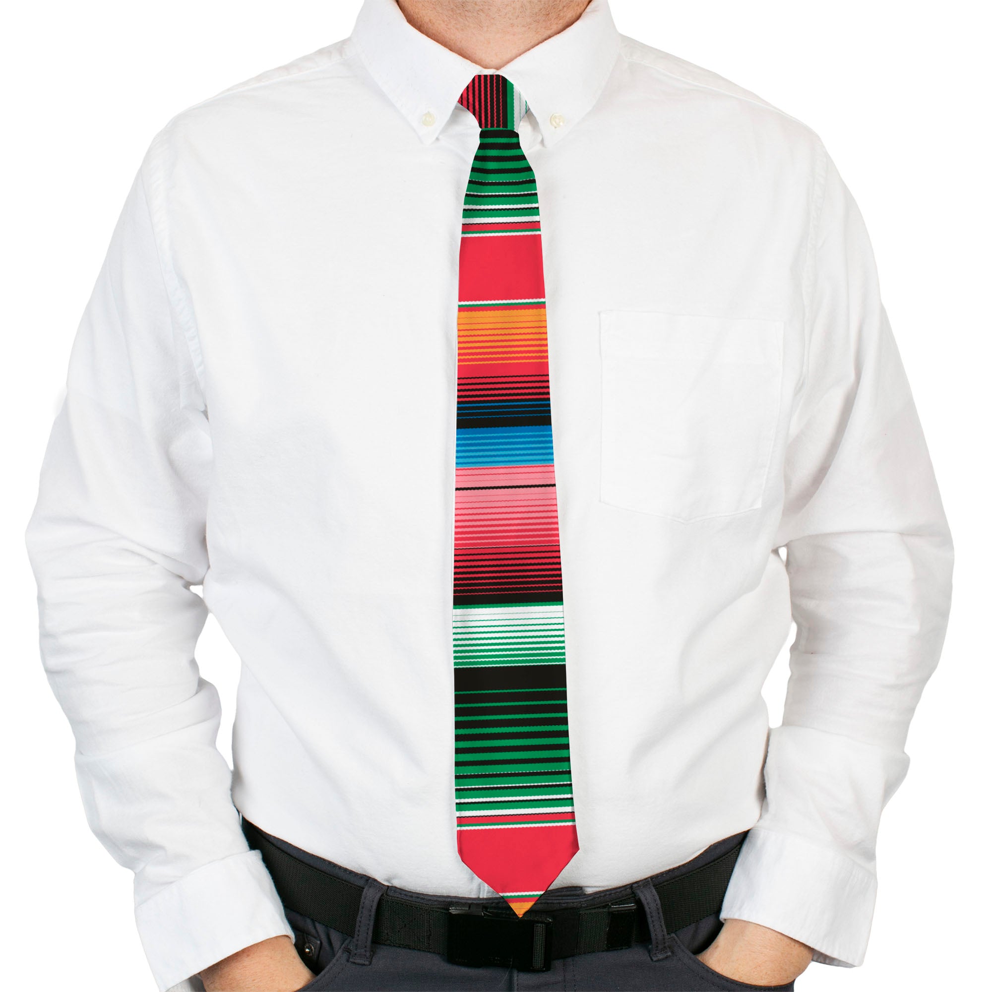 Buckle-Down Necktie - Zarape5 Vertical Multi Color Stripe Neckties Buckle-Down