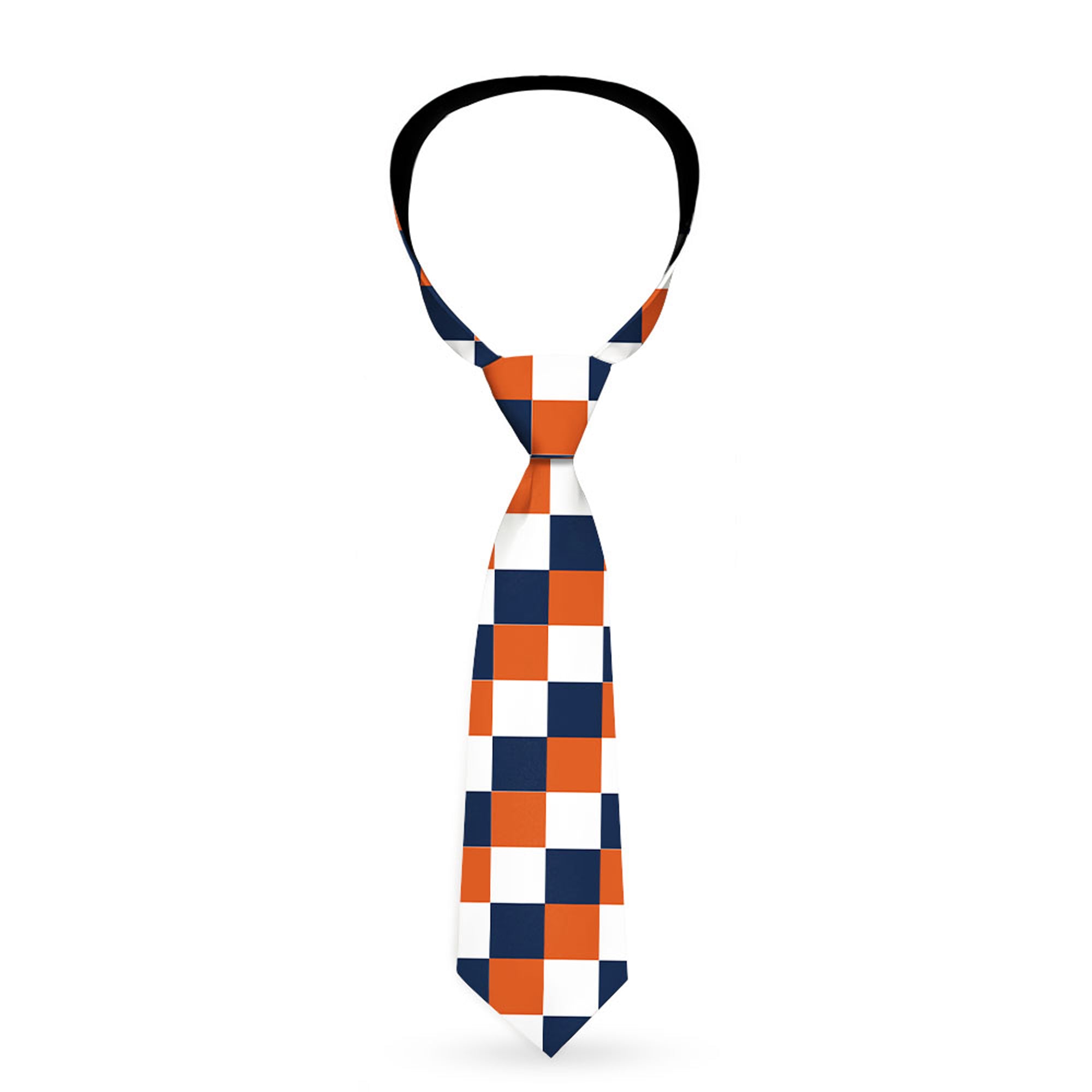Buckle-Down Necktie - Checker Navy/Orange/White Neckties Buckle-Down