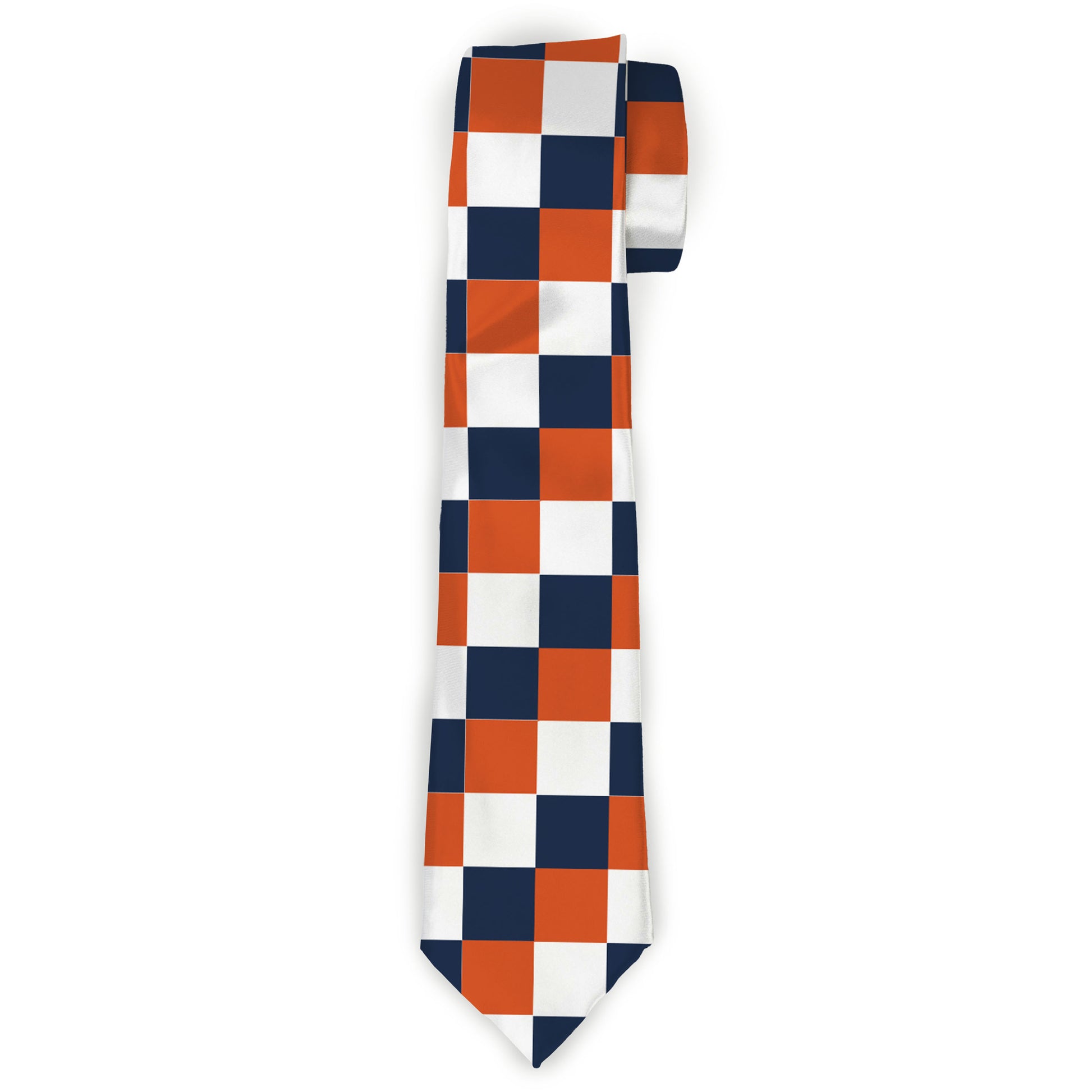 Buckle-Down Necktie - Checker Navy/Orange/White Neckties Buckle-Down
