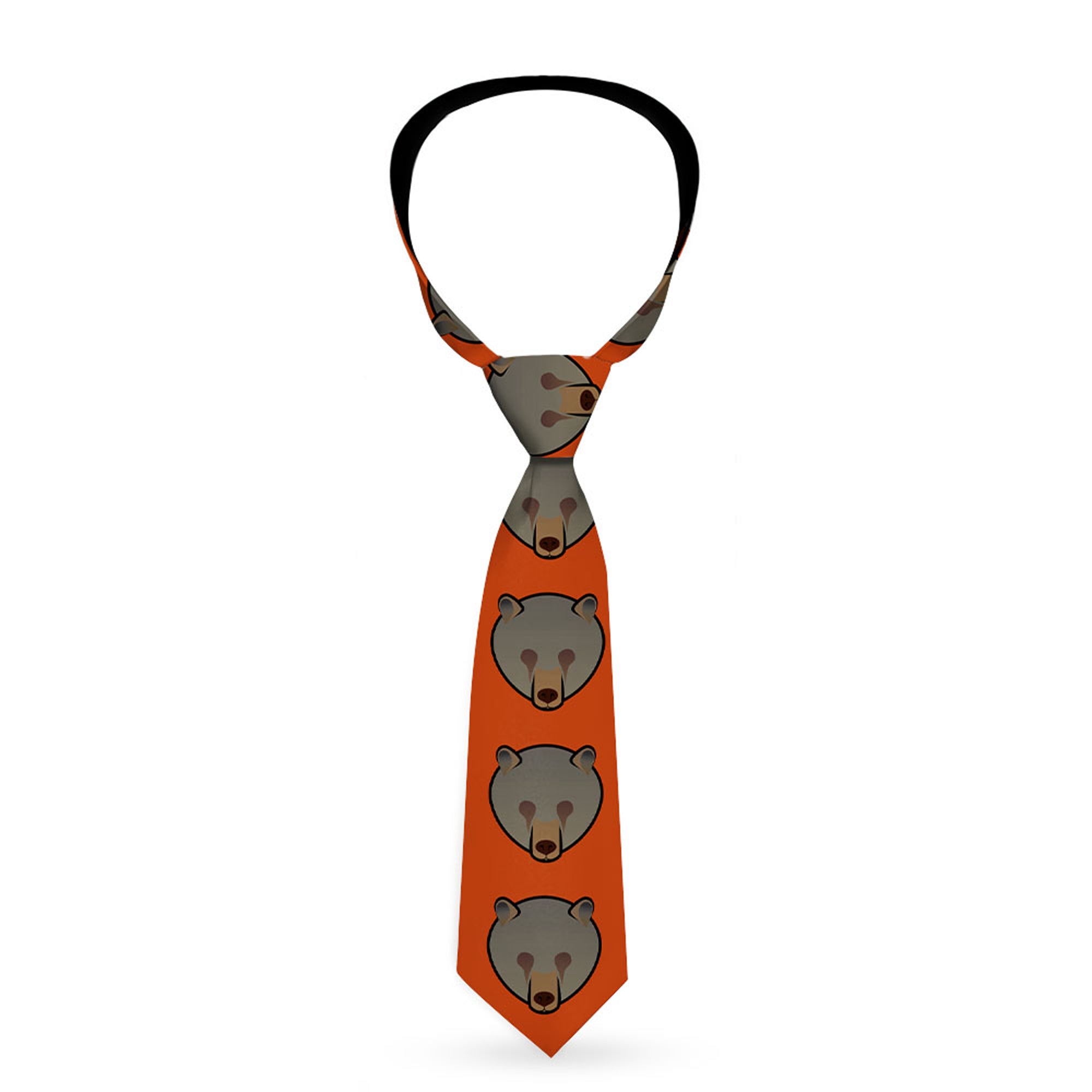 Buckle-Down Necktie - Brown Bear Repeat Orange Neckties Buckle-Down