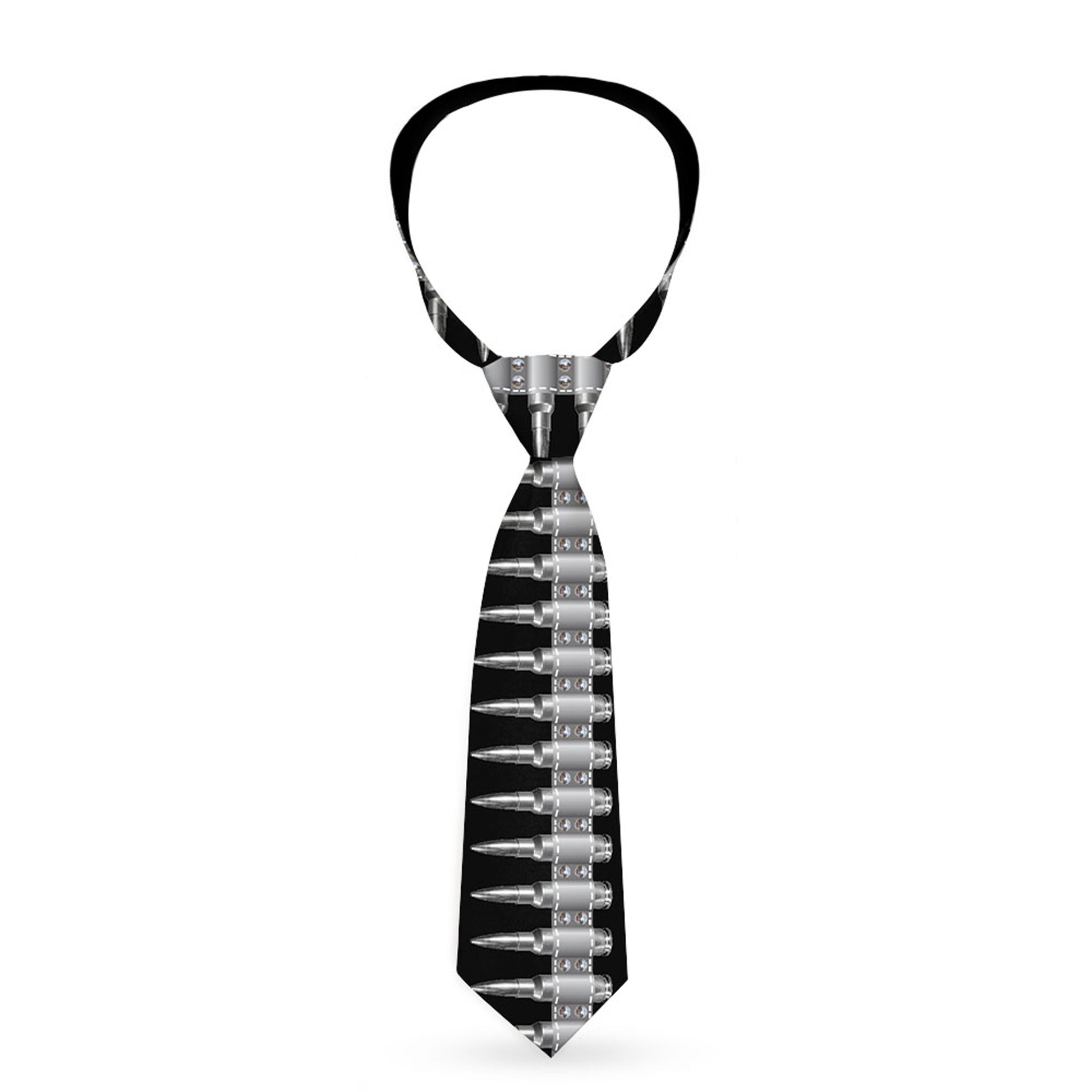 Necktie Standard - Printed Bullets Pattern Black Gray Neckties Buckle-Down
