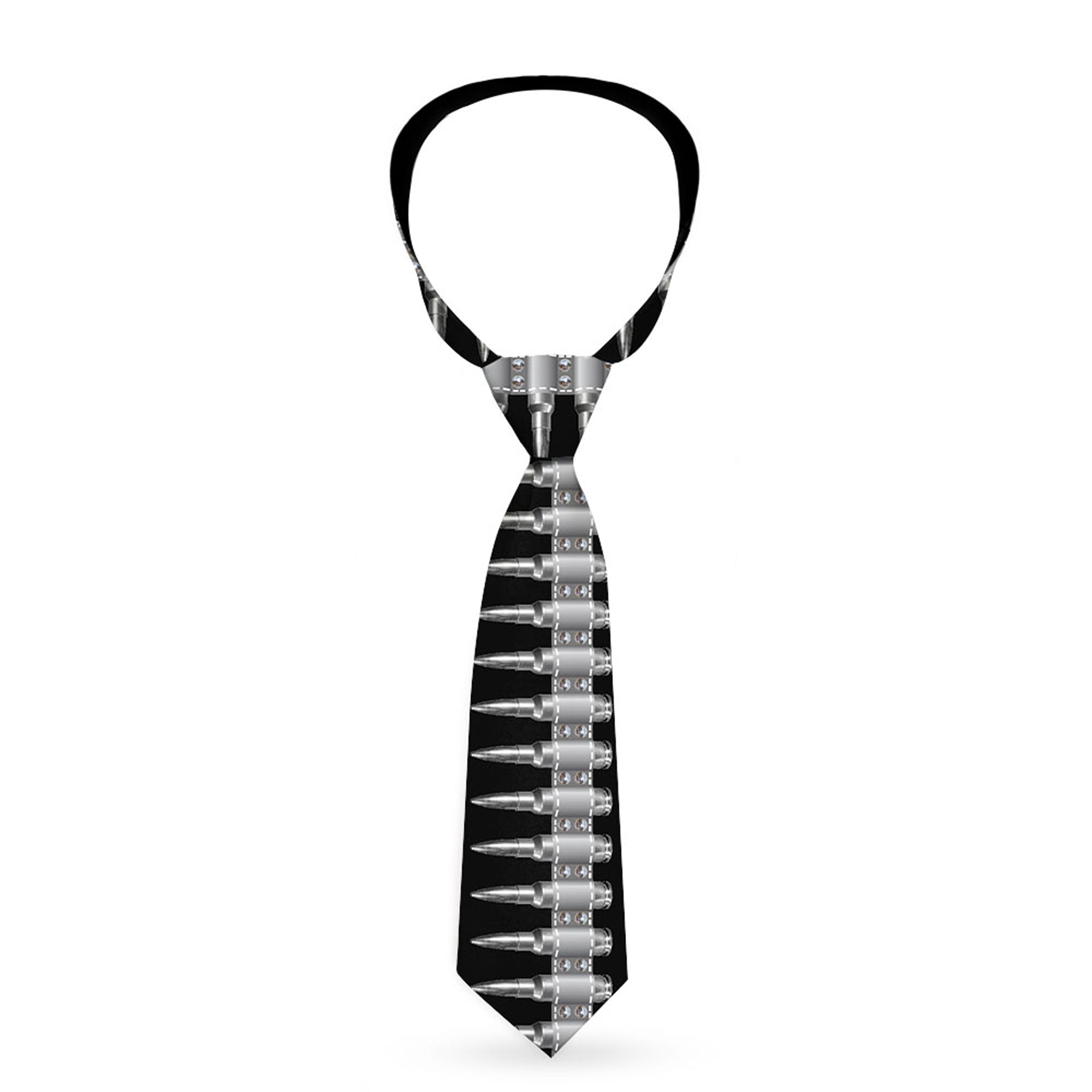 Necktie Standard - Printed Bullets Pattern Black Gray Neckties Buckle-Down