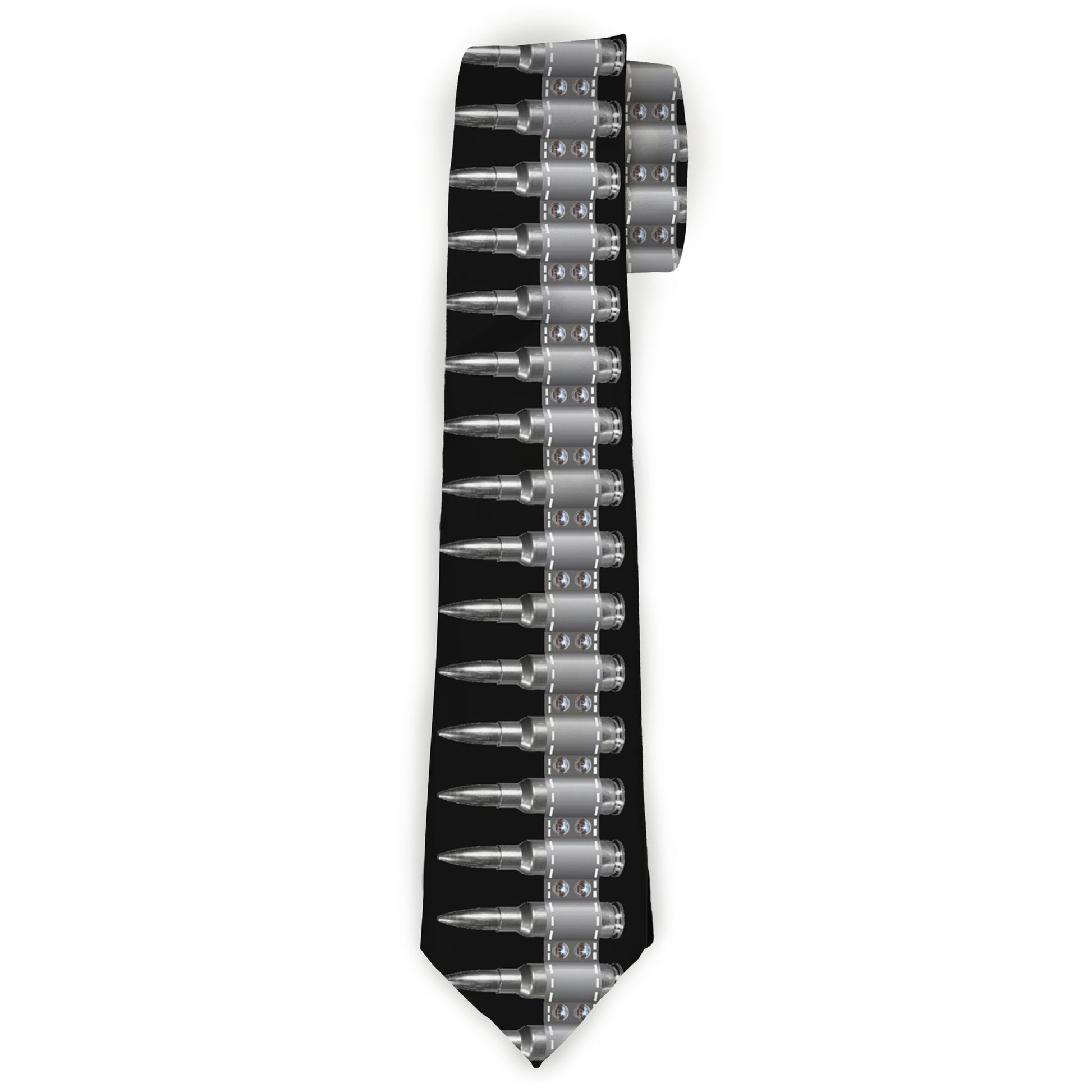 Necktie Standard - Printed Bullets Pattern Black Gray Neckties Buckle-Down