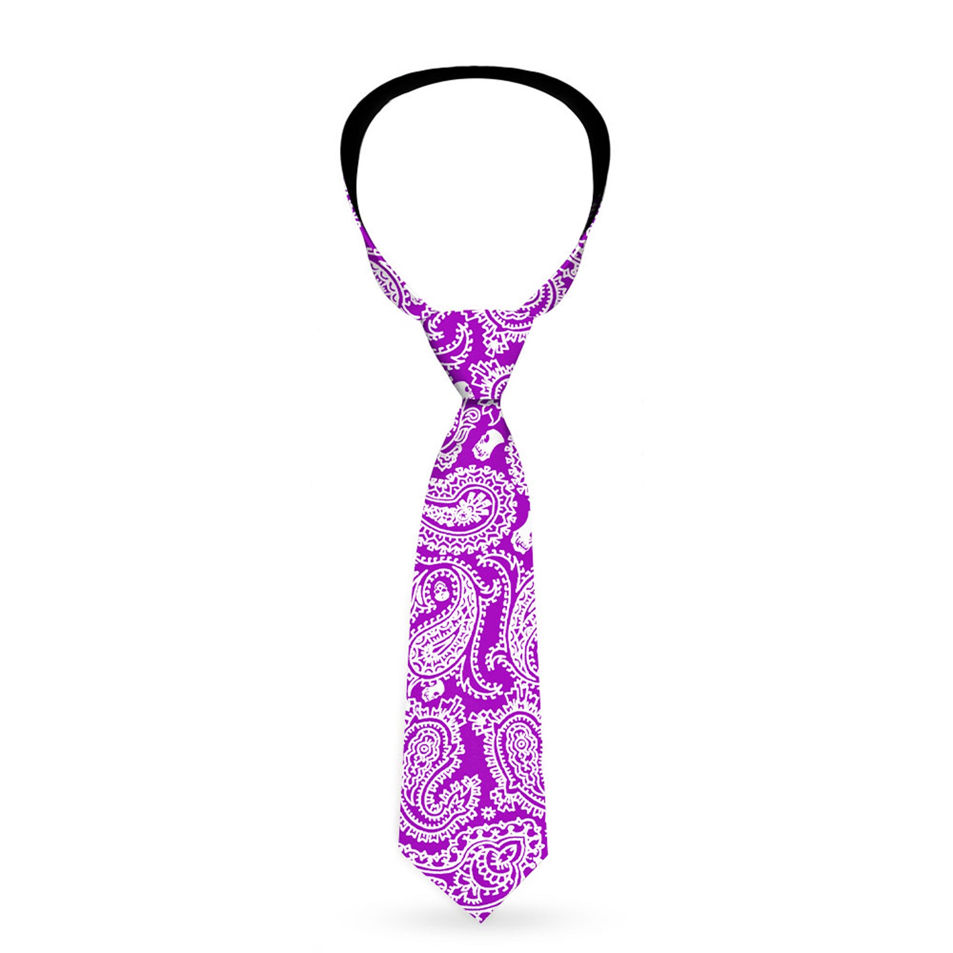 Buckle-Down Necktie - Bandana/Skulls Purple/White Neckties Buckle-Down