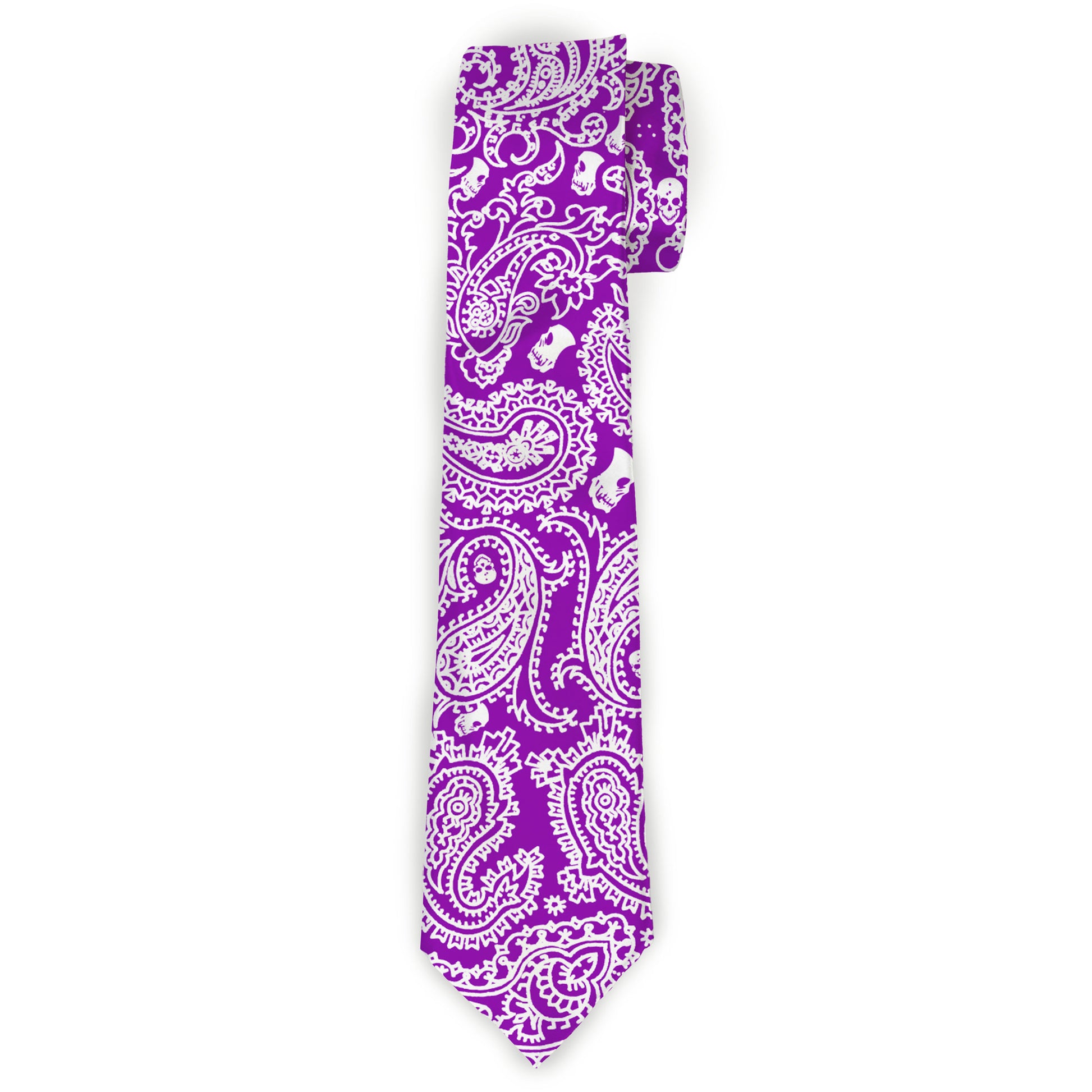 Buckle-Down Necktie - Bandana/Skulls Purple/White Neckties Buckle-Down