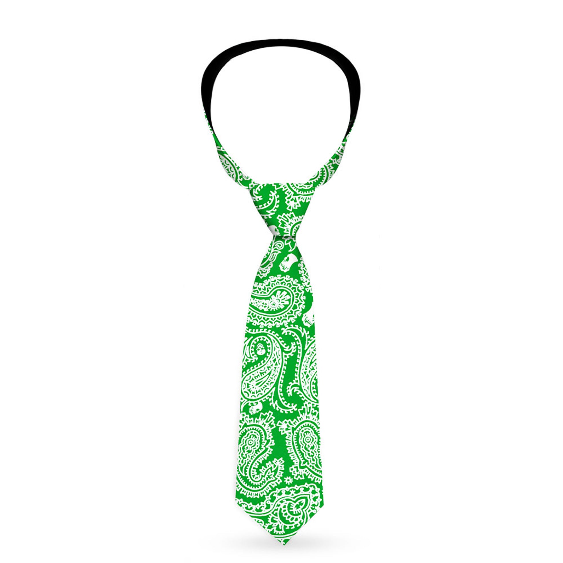 Buckle-Down Necktie - Bandana/Skulls Irish Green/White Neckties Buckle-Down