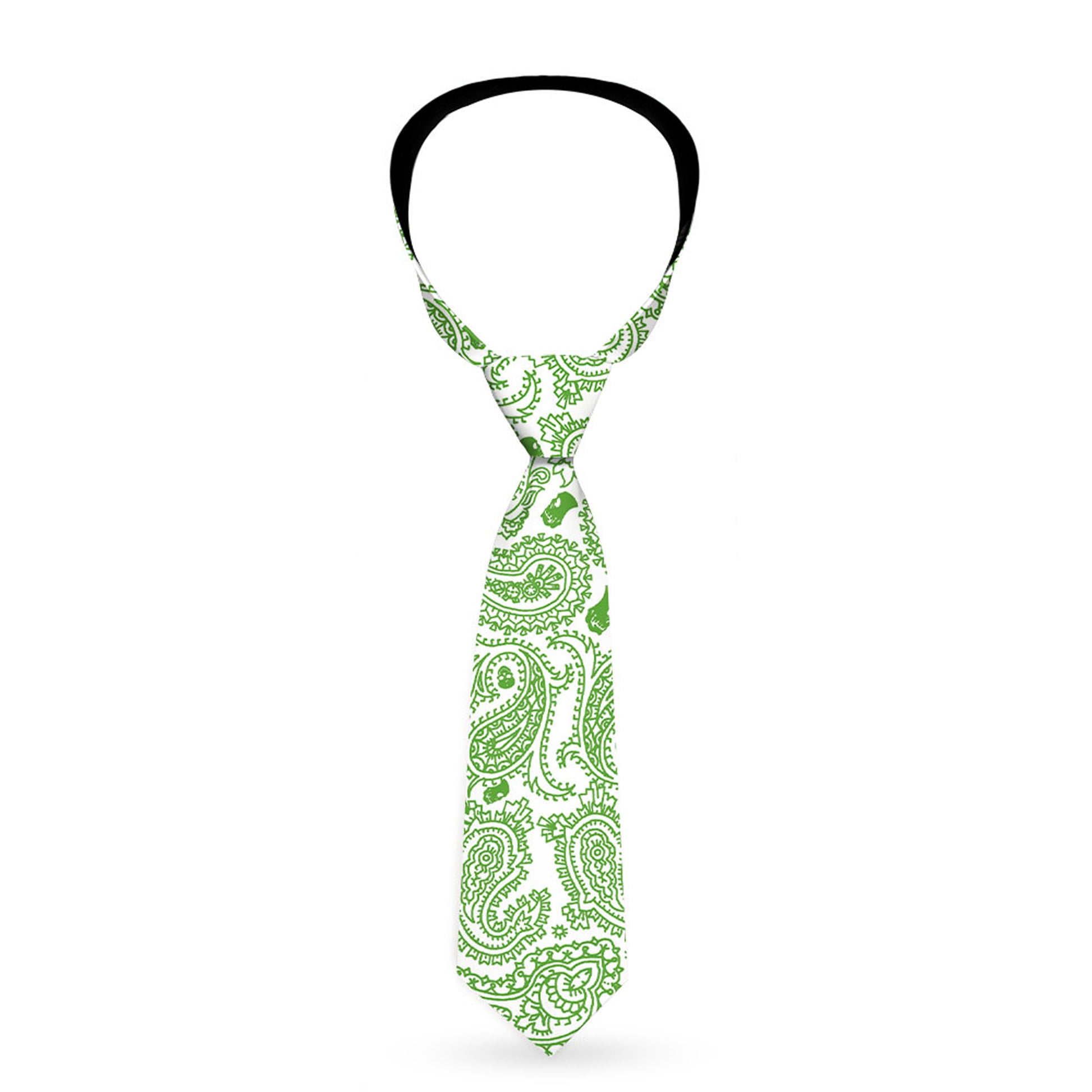 Buckle-Down Necktie - Bandana/Skulls White/Irish Green Neckties Buckle-Down