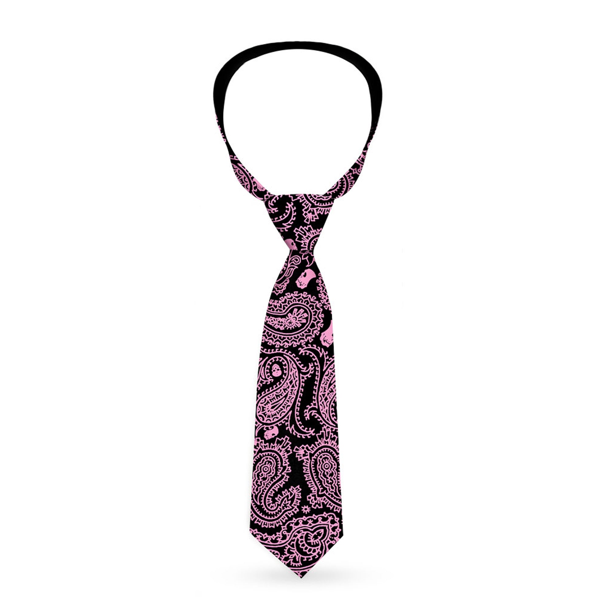 Buckle-Down Necktie - Bandana/Skulls Black/Pink Neckties Buckle-Down