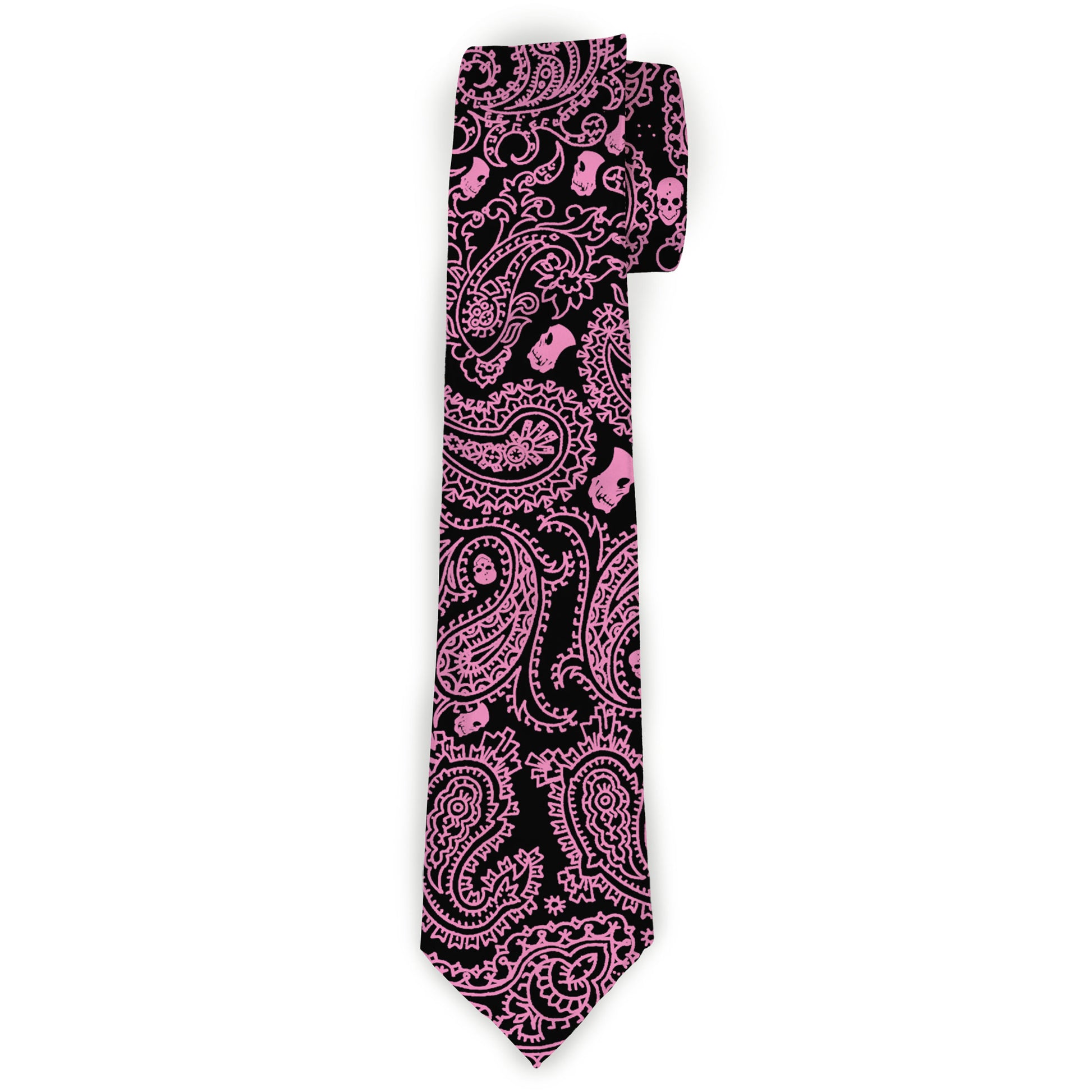 Buckle-Down Necktie - Bandana/Skulls Black/Pink Neckties Buckle-Down