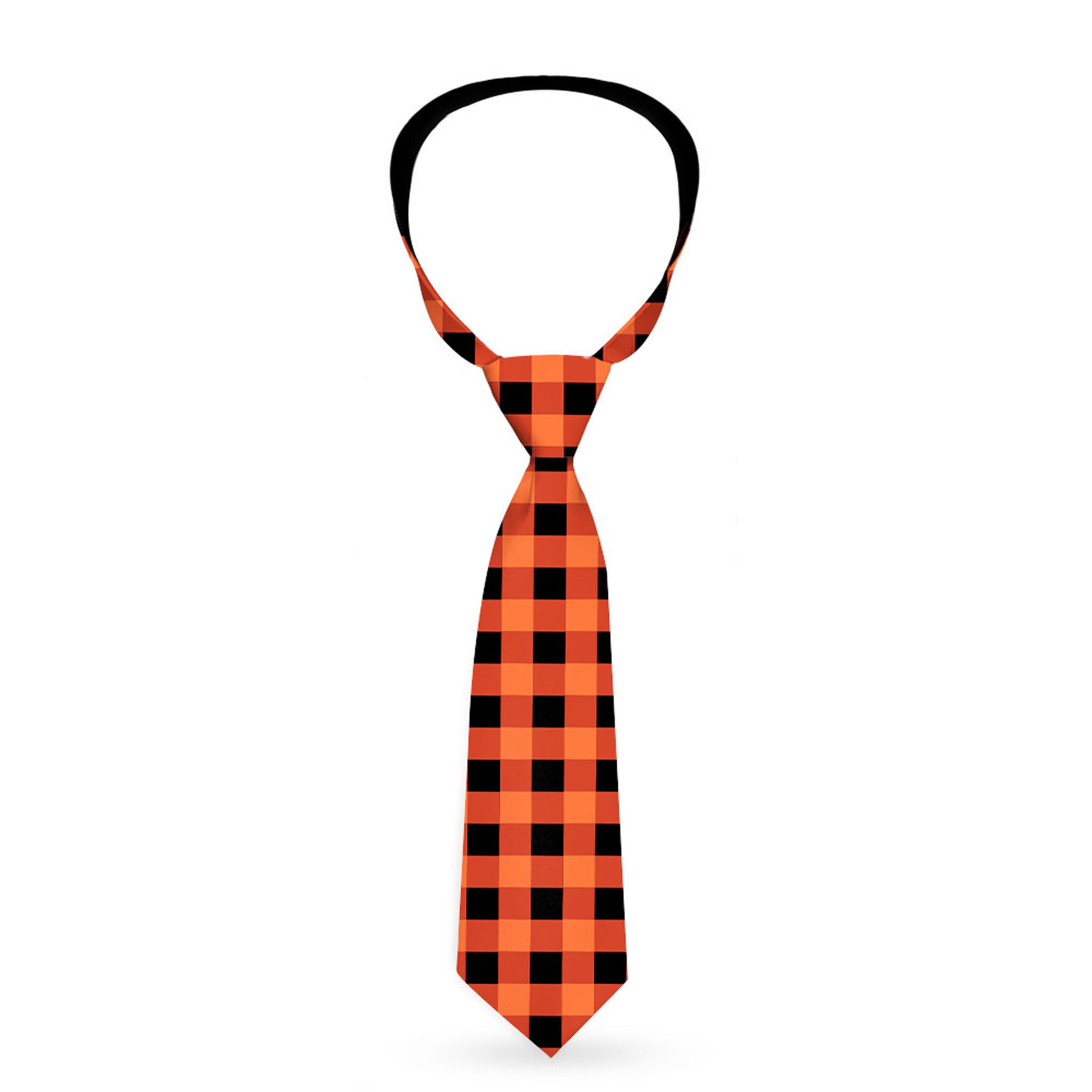 Buckle-Down Necktie - Buffalo Plaid Black/Orange Neckties Buckle-Down