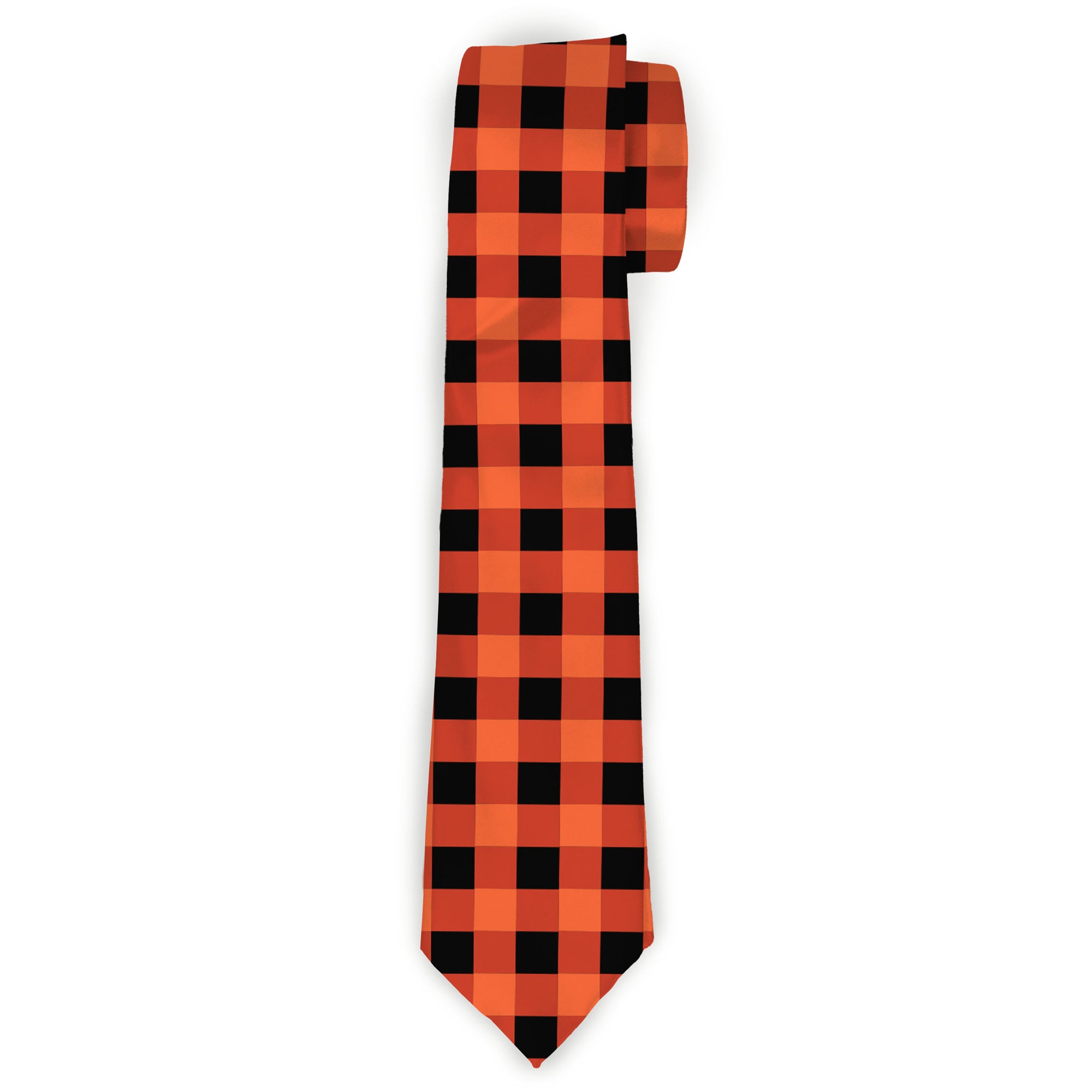 Buckle-Down Necktie - Buffalo Plaid Black/Orange Neckties Buckle-Down