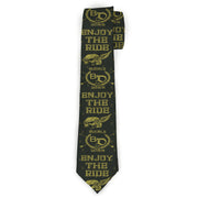 Buckle-Down Necktie - BD Winged Skull ENJOY THE RIDE Olive/Lime Green Neckties Buckle-Down