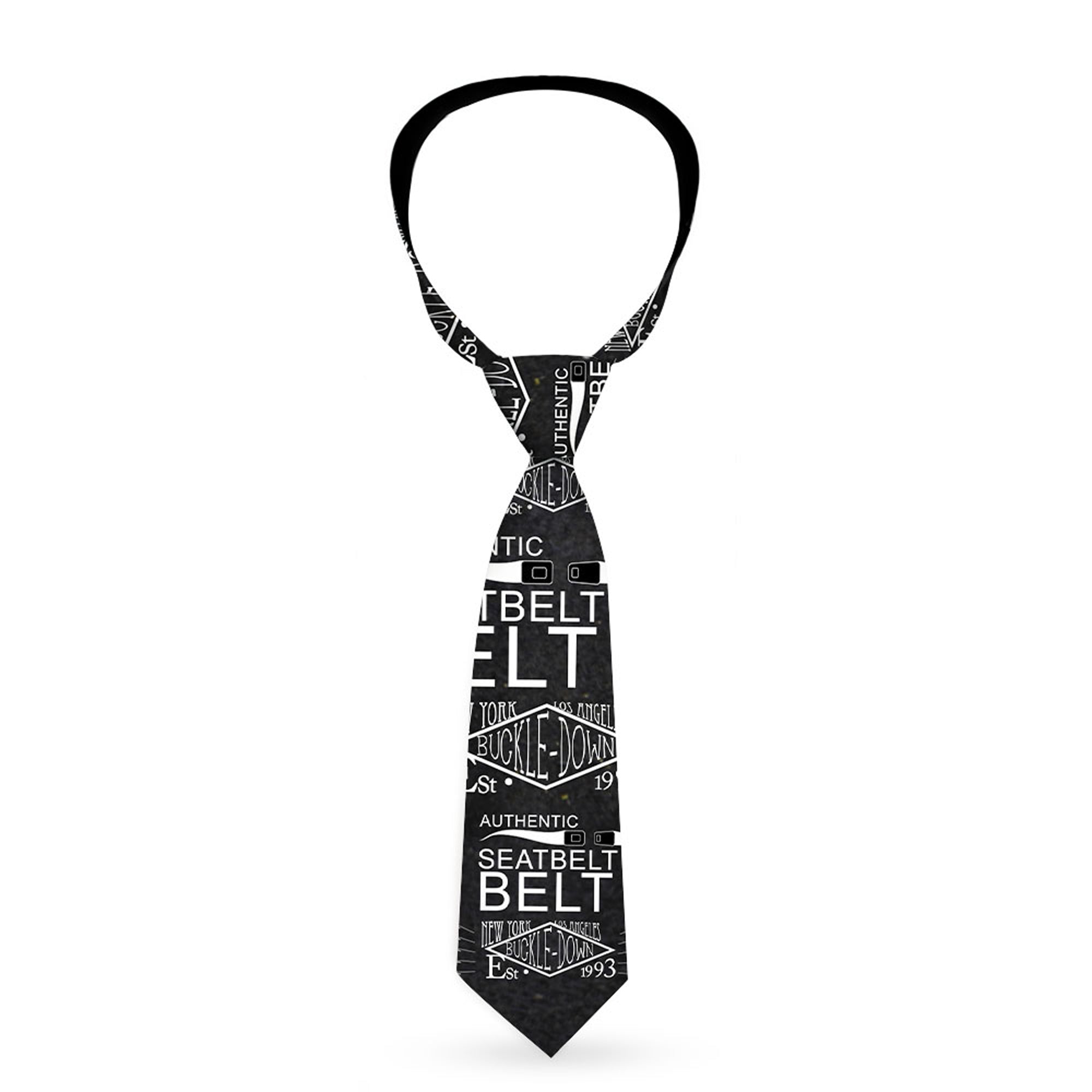 Buckle-Down Necktie - BD AUTHENTIC SEATBELT BELT NY-LA Black/White Neckties Buckle-Down