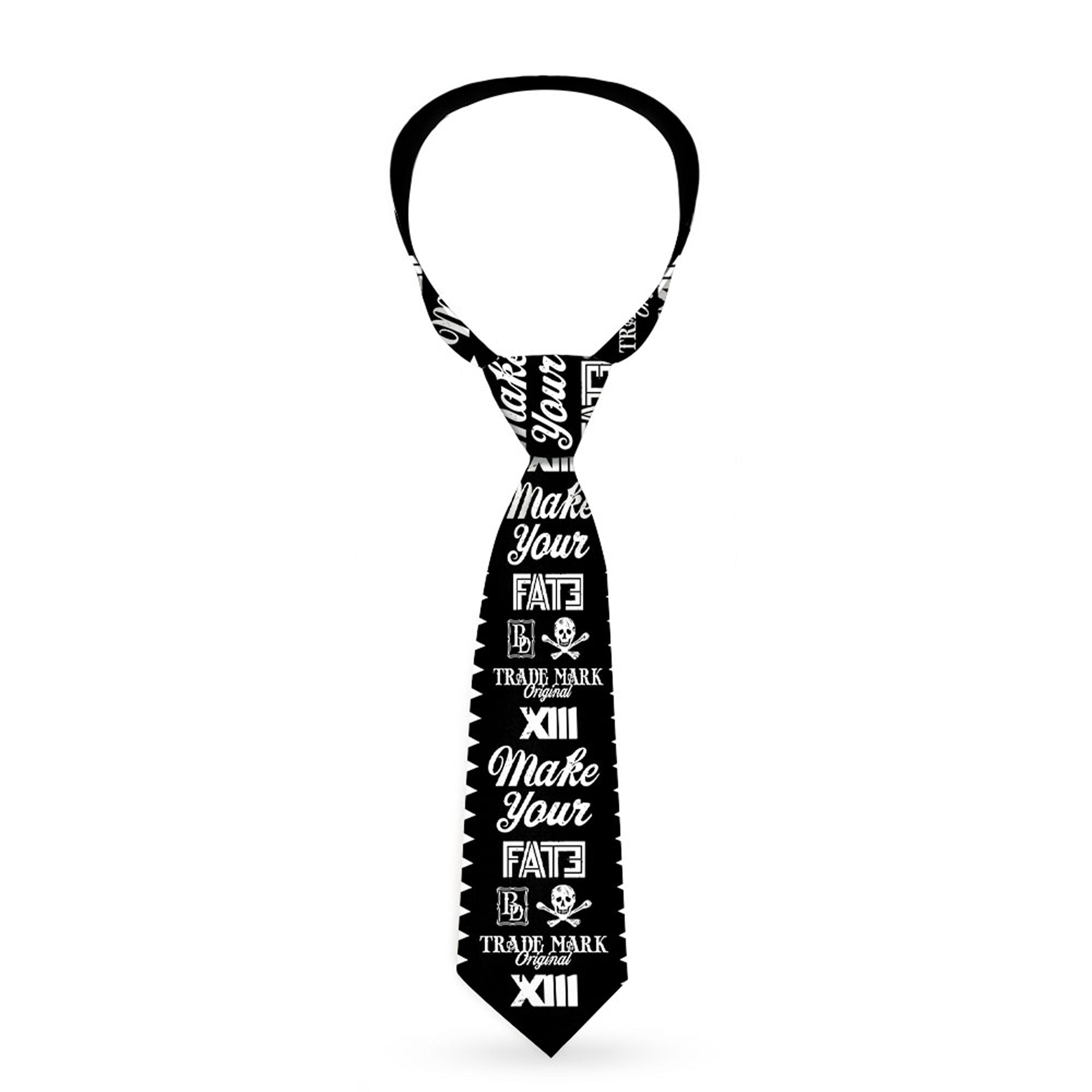 Buckle-Down Necktie - BD Skull MAKE YOUR FATE Black/White Neckties Buckle-Down