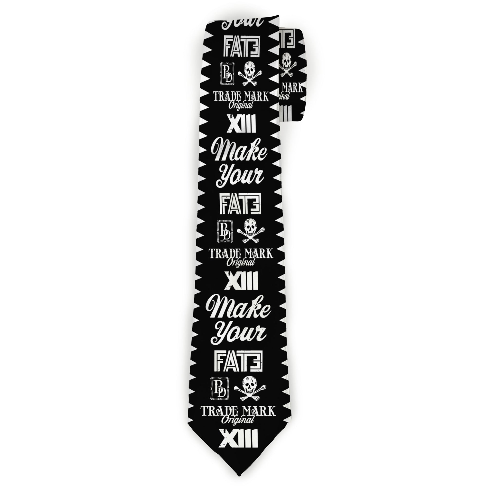 Buckle-Down Necktie - BD Skull MAKE YOUR FATE Black/White Neckties Buckle-Down