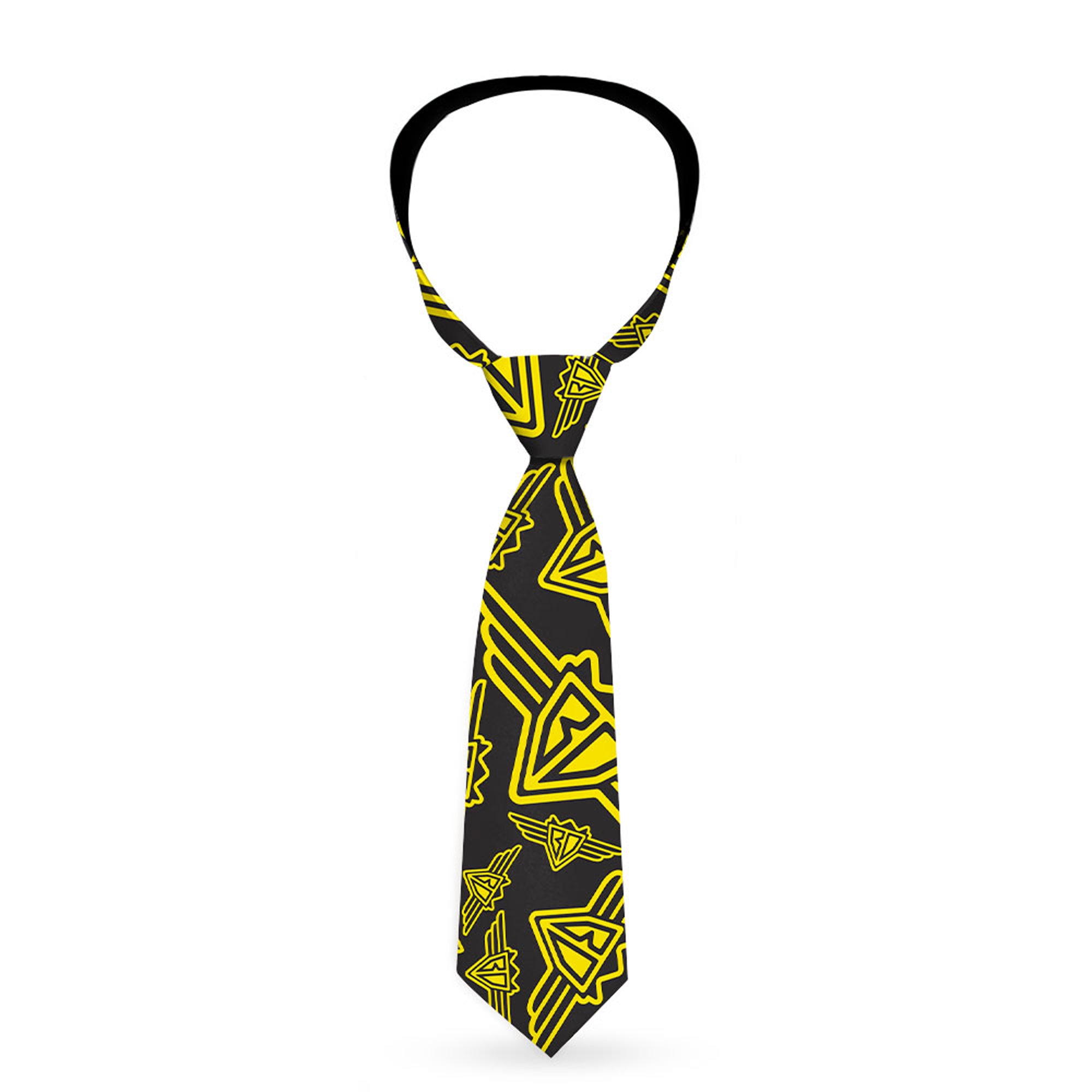 Buckle-Down Necktie - BD Logo Scattered Black/Yellow Neckties Buckle-Down