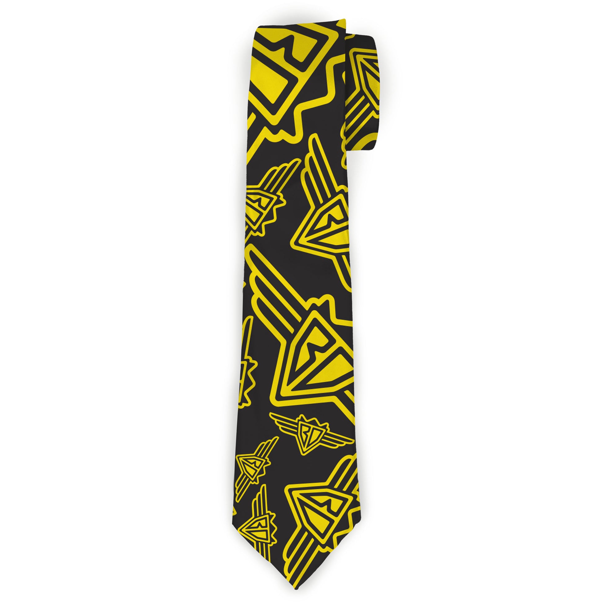 Buckle-Down Necktie - BD Logo Scattered Black/Yellow Neckties Buckle-Down