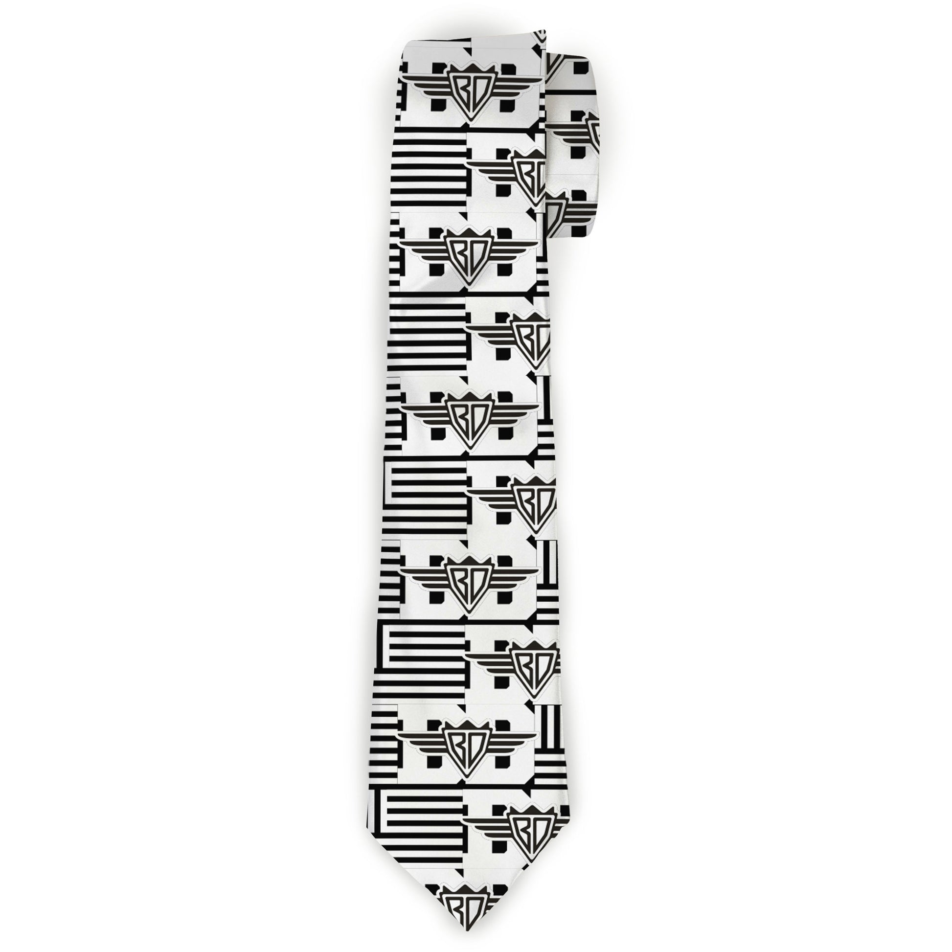 Buckle-Down Necktie - BD Logo/American Stripe Flag White/Black Neckties Buckle-Down