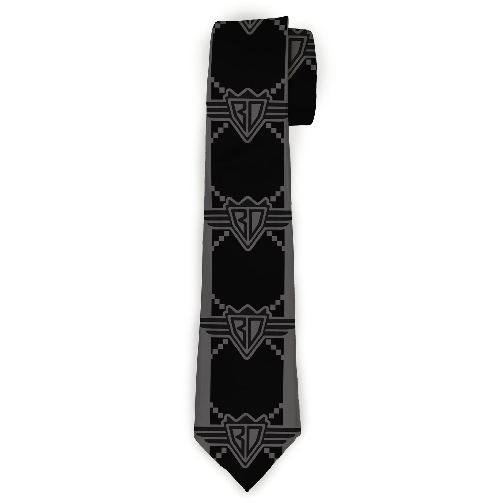 Buckle-Down Necktie - BD Monogram2 Black/Gray Neckties Buckle-Down