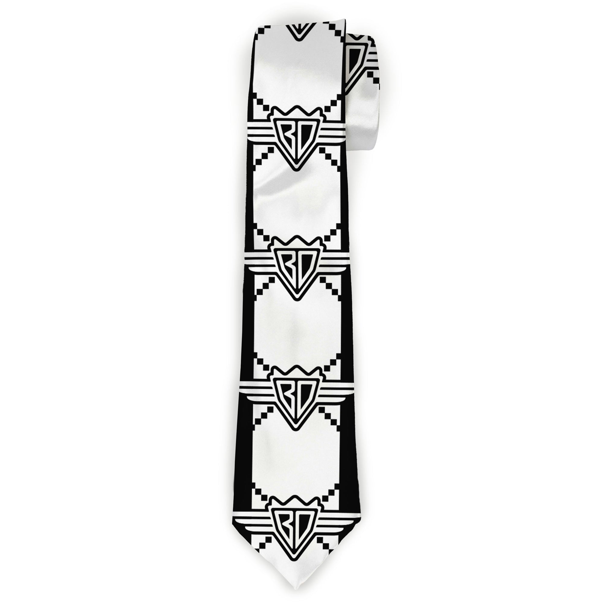 Buckle-Down Necktie - BD Monogram2 White/Black Neckties Buckle-Down