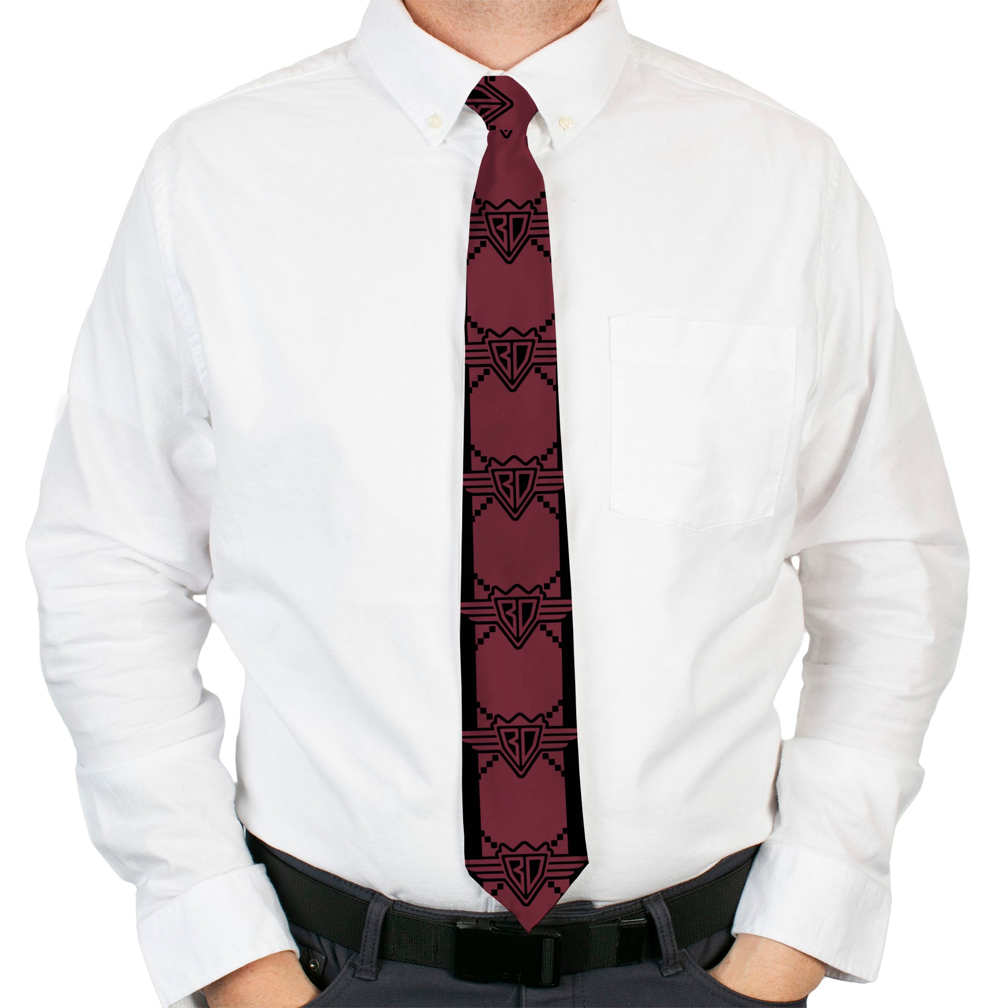 Buckle-Down Necktie - BD Monogram2 Red/Black Neckties Buckle-Down