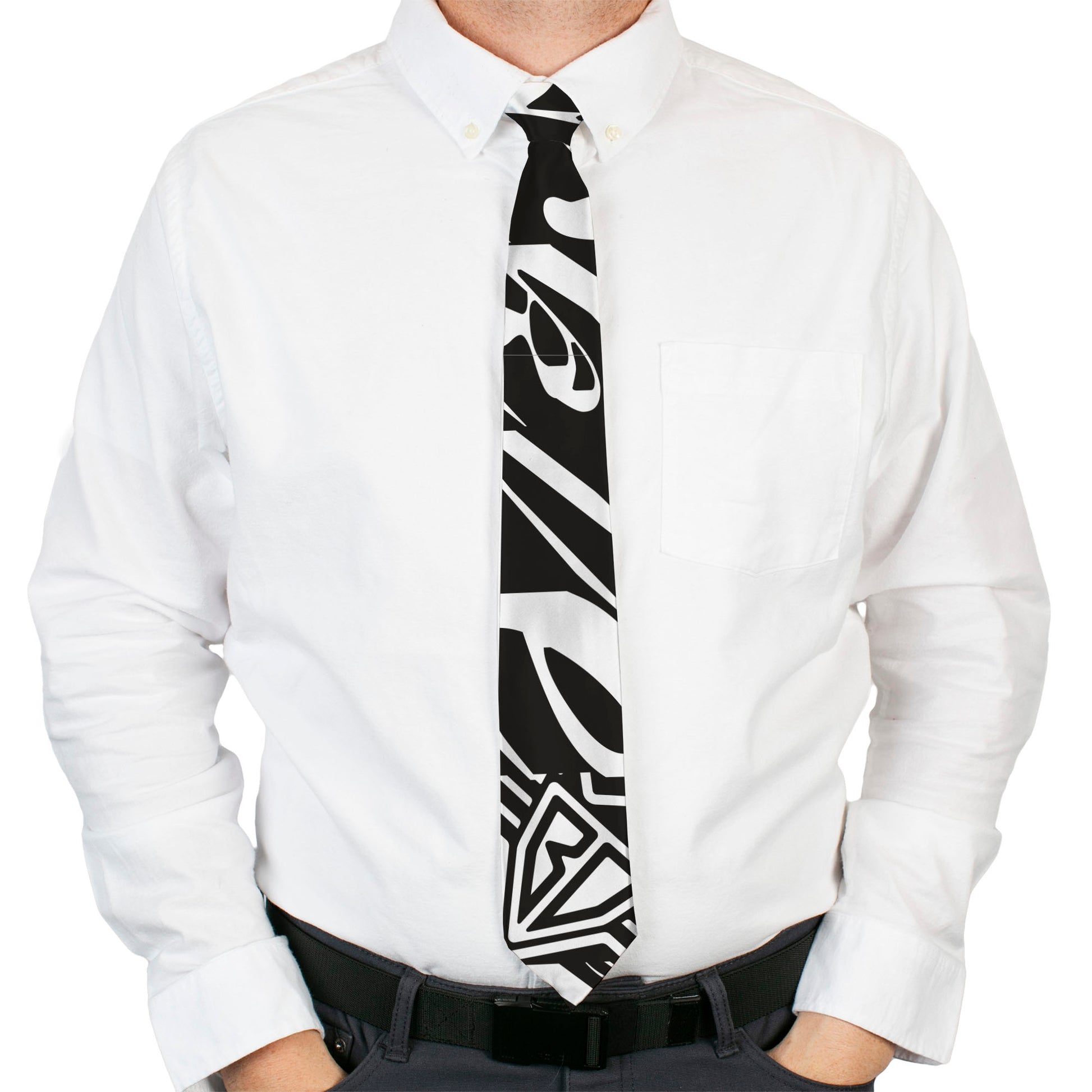 Buckle-Down Necktie - BD Logo/BUCKLE-DOWN Script Black/White Neckties Buckle-Down