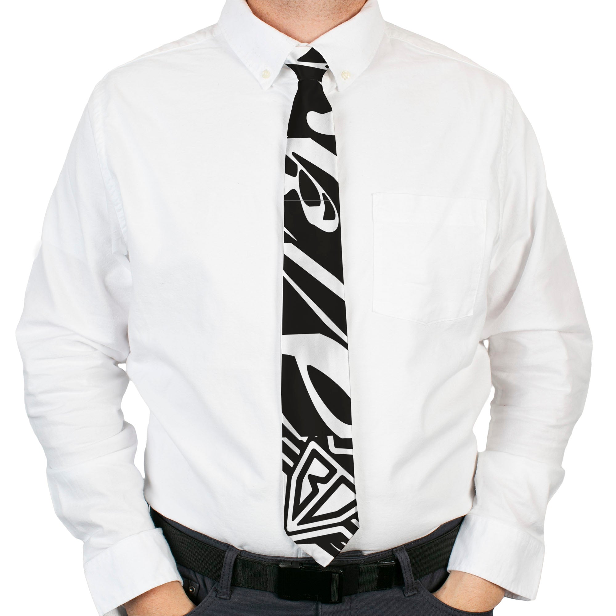 Buckle-Down Necktie - BD Logo/BUCKLE-DOWN Script Black/White Neckties Buckle-Down