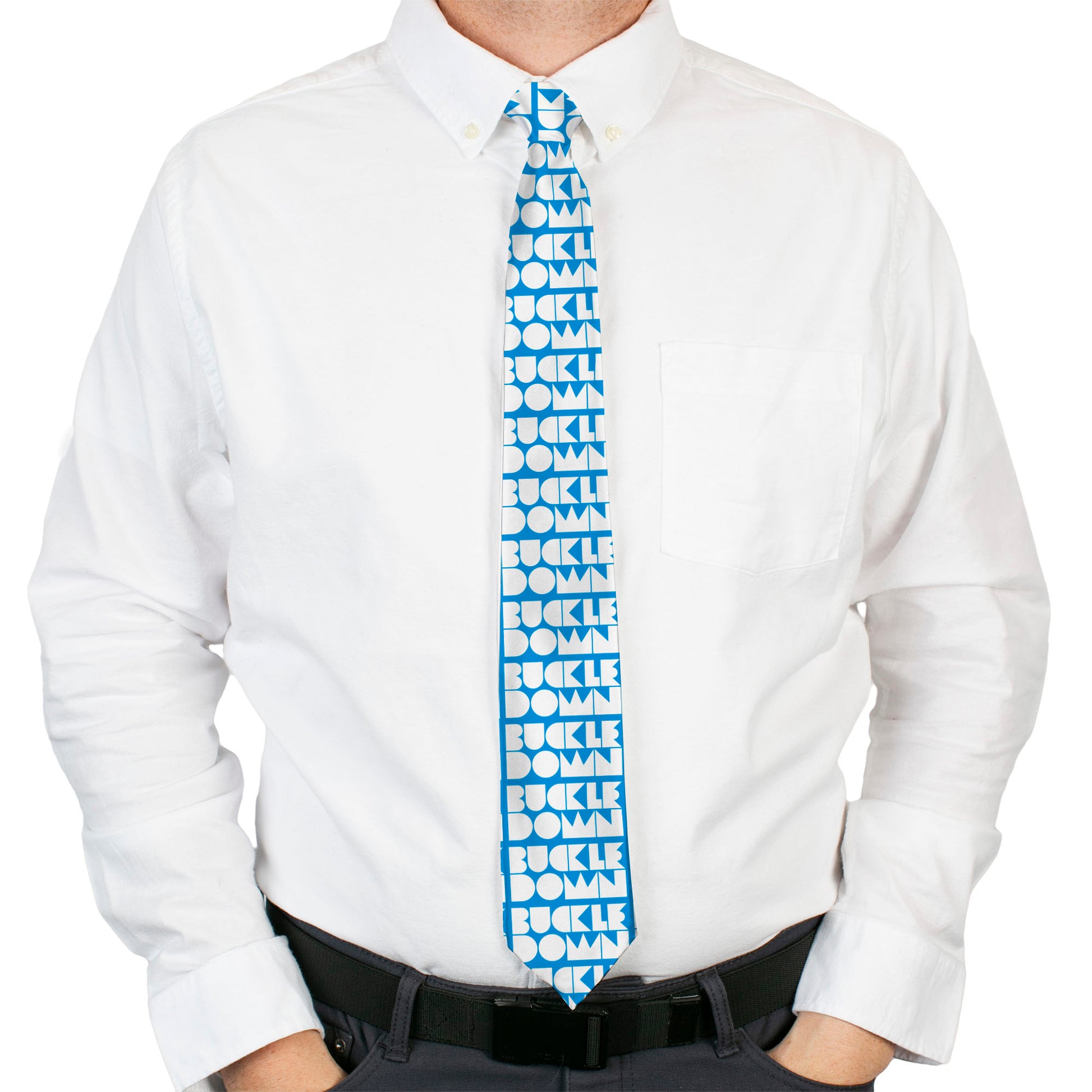 Buckle-Down Necktie - BUCKLE-DOWN Shapes Turquoise/White Neckties Buckle-Down