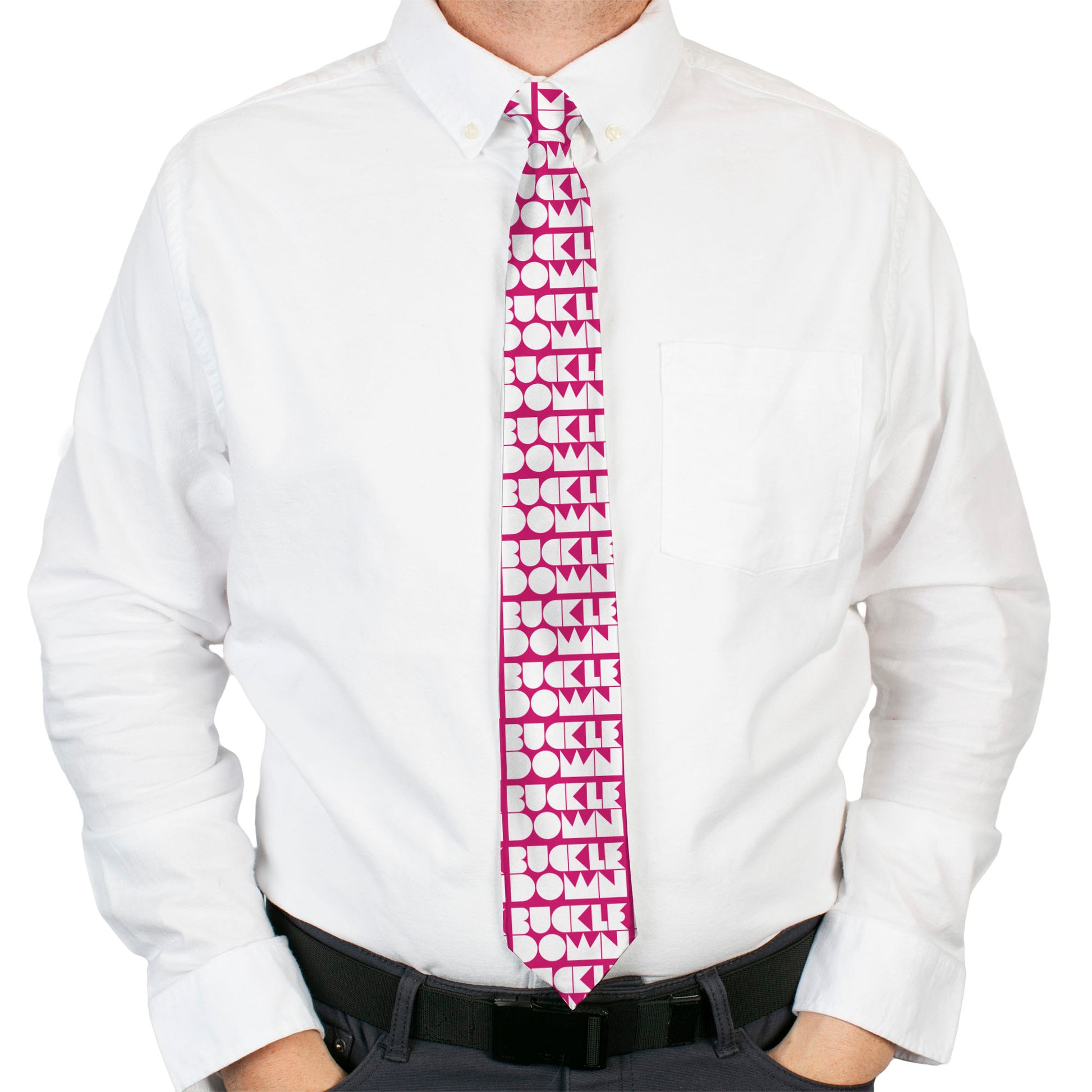 Buckle-Down Necktie - BUCKLE-DOWN Shapes Hot Pink/White Neckties Buckle-Down