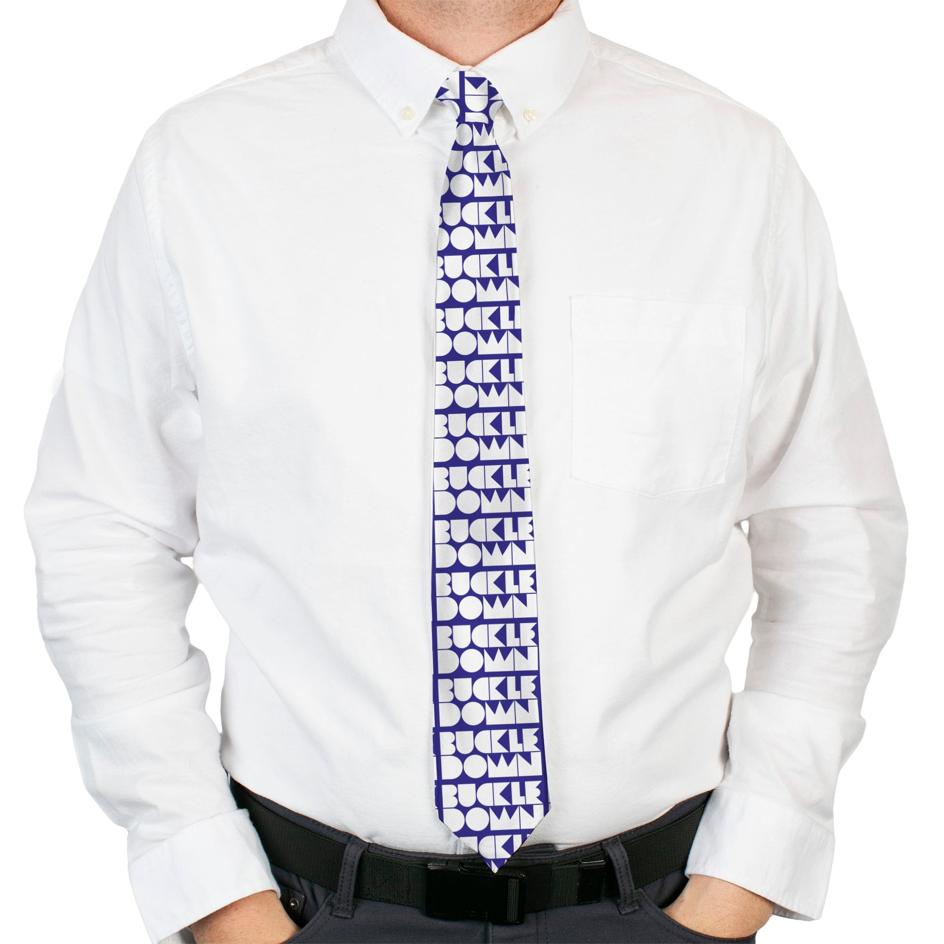 Buckle-Down Necktie - BUCKLE-DOWN Shapes Blue/White Neckties Buckle-Down